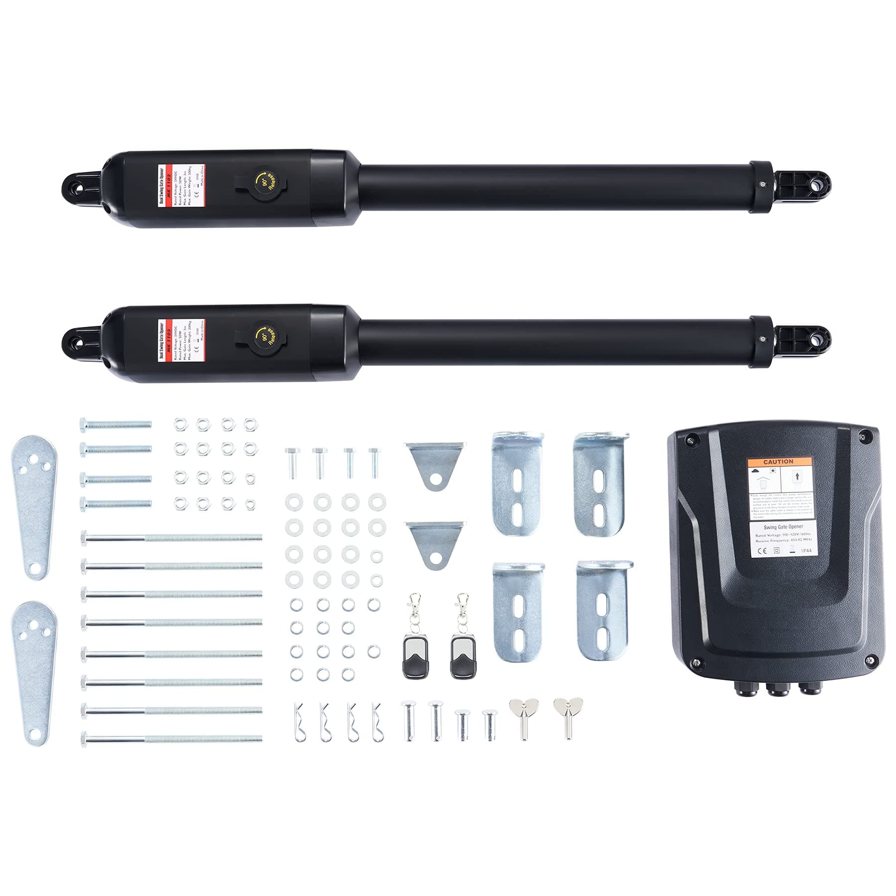 CO-Z Gate Openers with Remotes, Automatic Dual Arm Gate Motors, 50W Swing Gate Linear Actuators, Electric Auto Close Garage Fence Driveway Double Gates Operator, Complete Hardware Kit for 650lb Doors