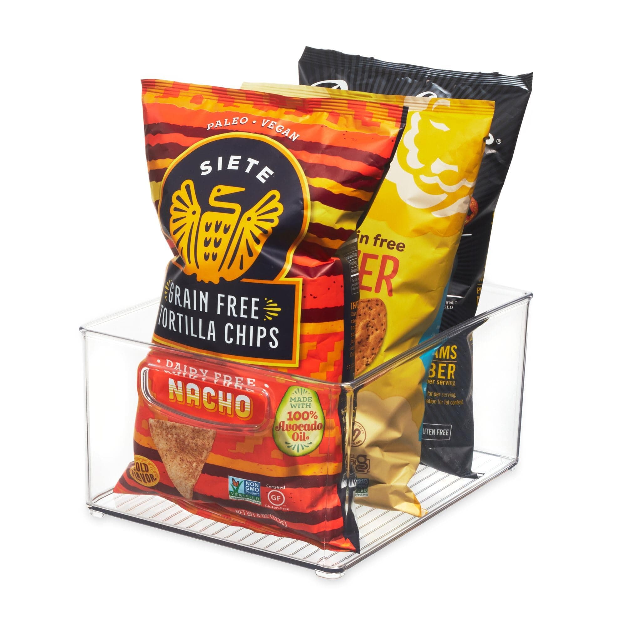 Stackable Storage Bin with Handles - Organize Pantry, Fridge, or Freezer, Clear, Made in USA