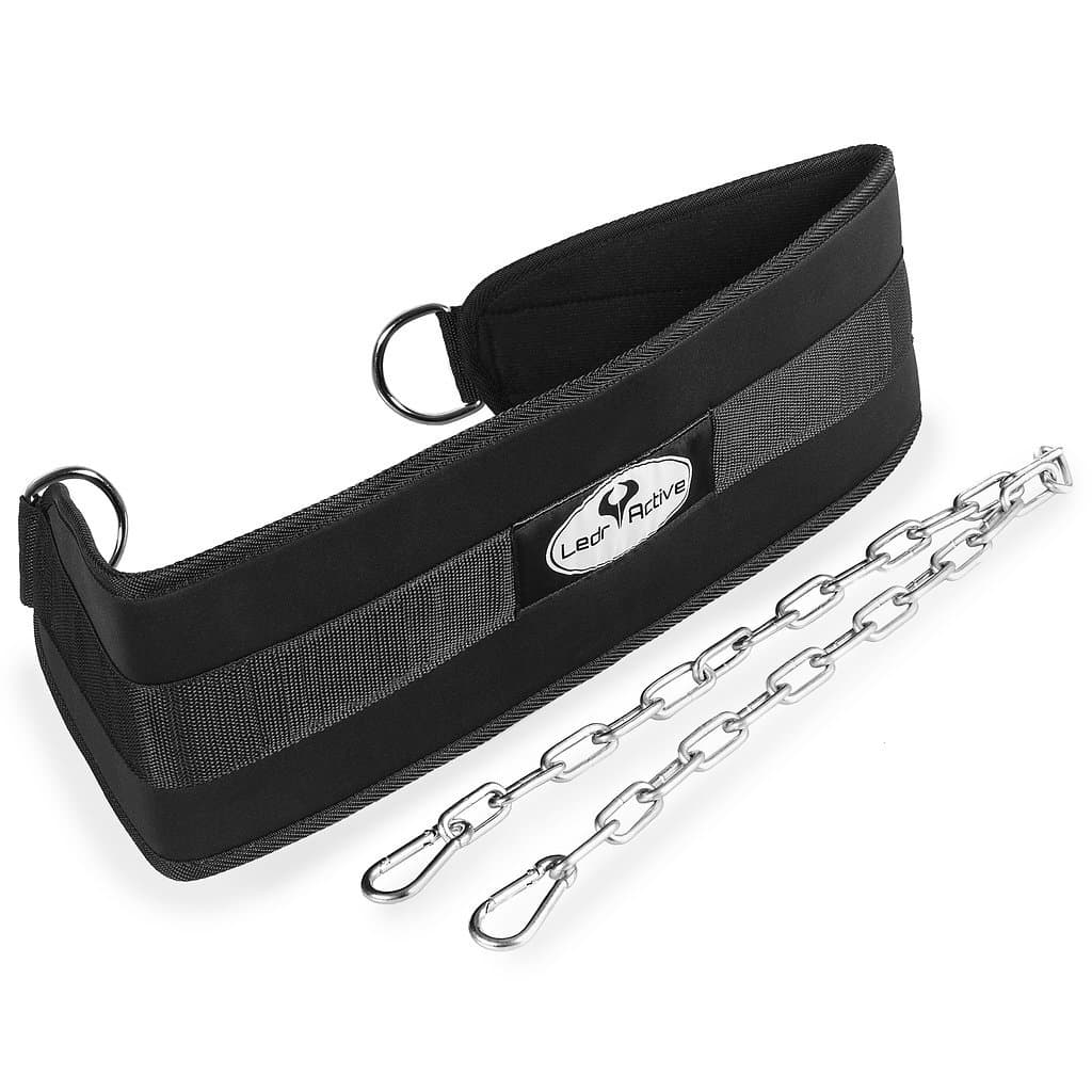 Weight Lifting Workout Dip Belt: Premium Polyurethane Dipping Squat Exercise Equipment For Men & Women with Long 34 Inch Chrome Chain and Heavy Duty Clip - Best Gym Belts For Dips Pull Ups & Chin Ups