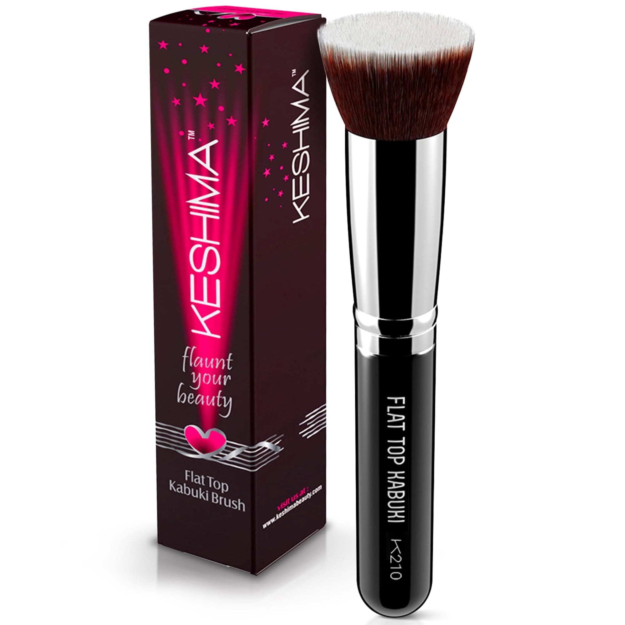 Keshima (Regular) - Flat Top Kabuki Foundation Brush By - Premium Makeup Brush for Liquid, Cream, and Powder - Buffing, Blending, and Face Brush
