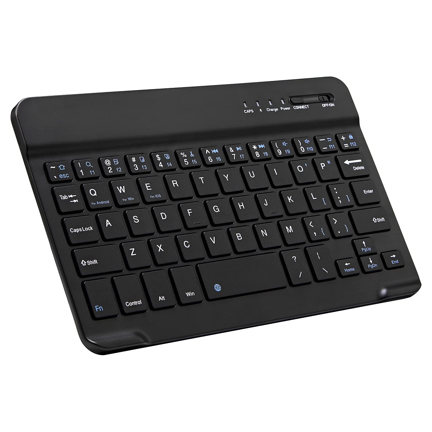 Dresmannst Slim Bluetooth Keyboard Portable Mini Wireless Keyboard Rechargeable for Tablet iPad iPhone Apple Phone Smartphone Laptop iOS Android Windows (7 inch Black)