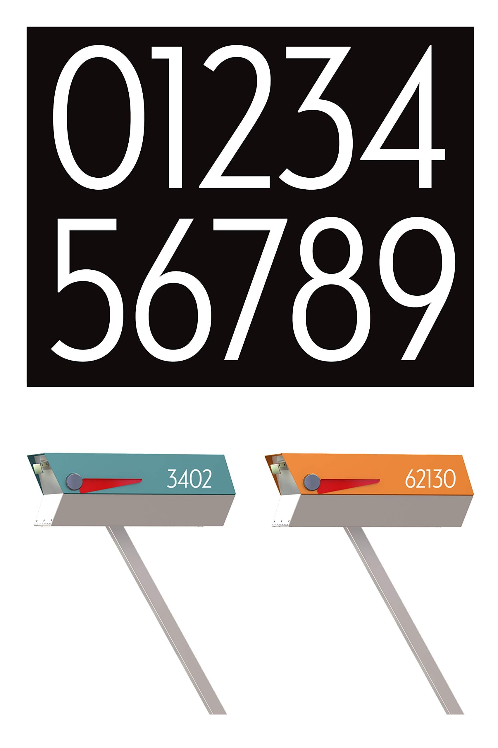 modbox USA Modern Mailbox Numbers, Custom Cut to Order, Set of 2 (White)