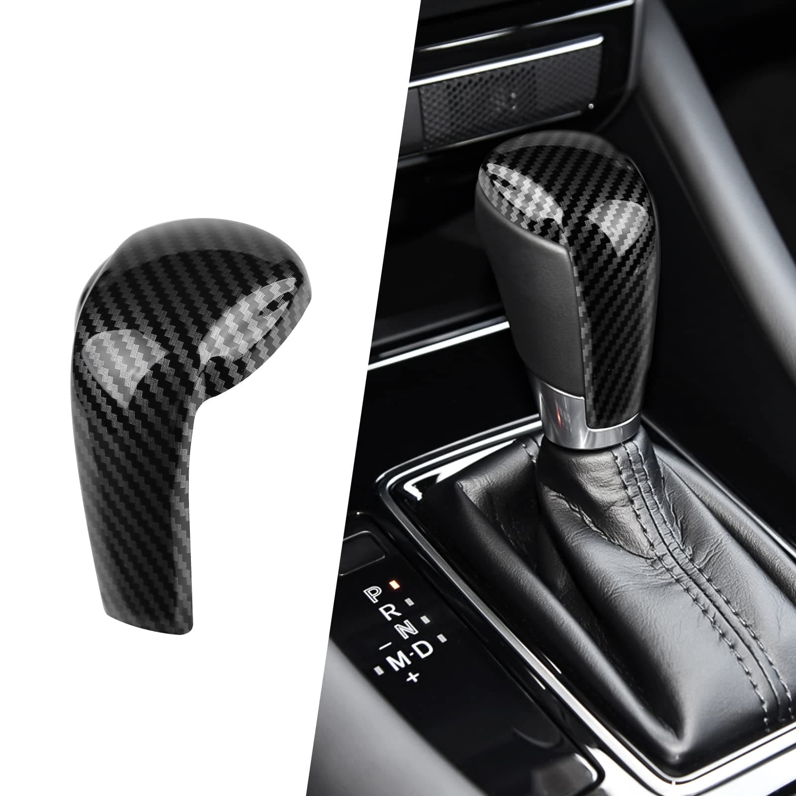 Compatible with Mazda CX-5 CX-9 CX-3 6 3 Accessories Car Gear Shift Knob Cover Trim Cap Gear Panel Gears Sporty Interior Decoration Sticker -Carbon Fiber Style