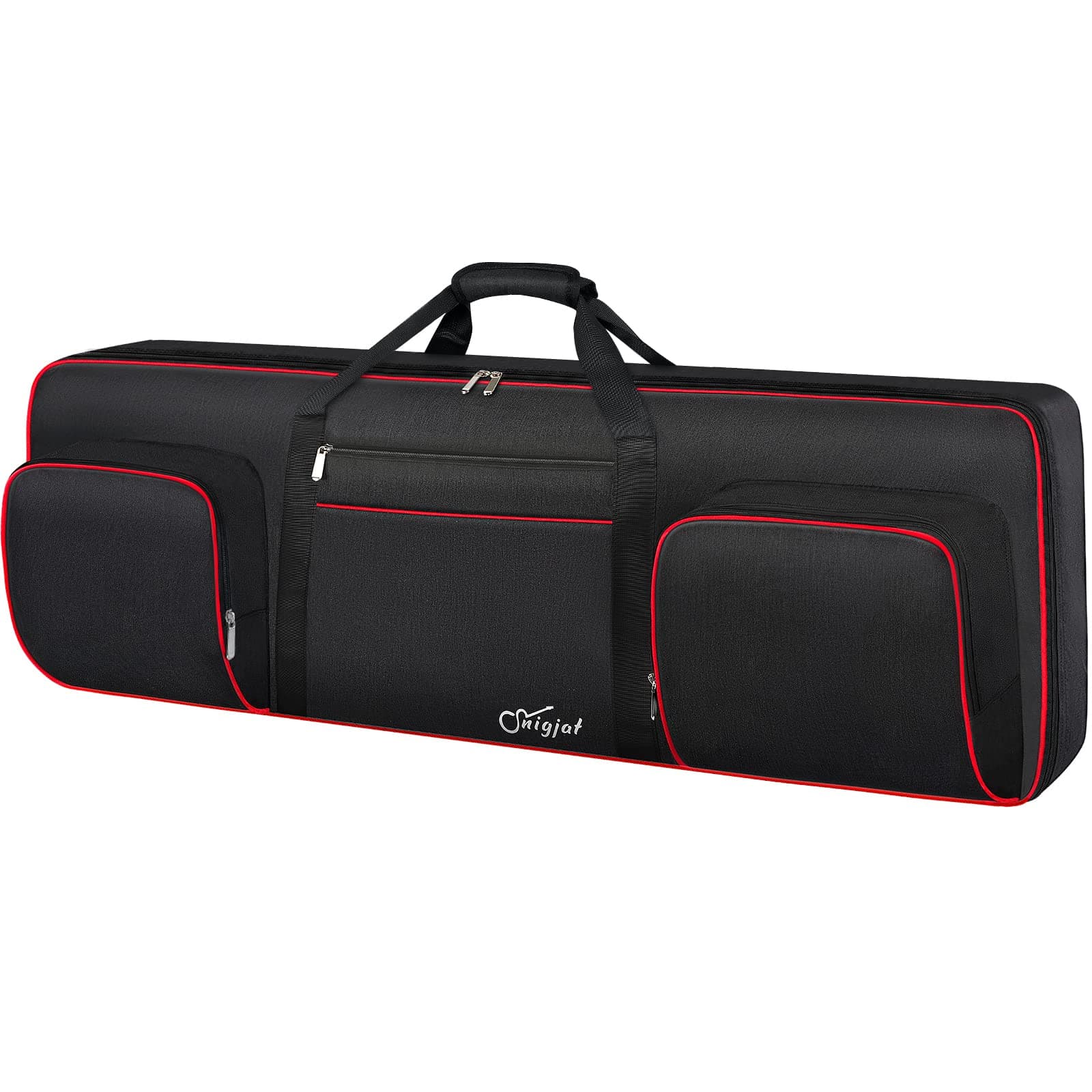 SNIGJAT 76 Key Keyboard Case, Soft Padded Piano Case with Handle and Adjustable Shoulder Straps, Keyboard Gig Bag with 3 Pockets for Instrument Parts and Accessories (Interior: 48.4"x 18"x6.1")