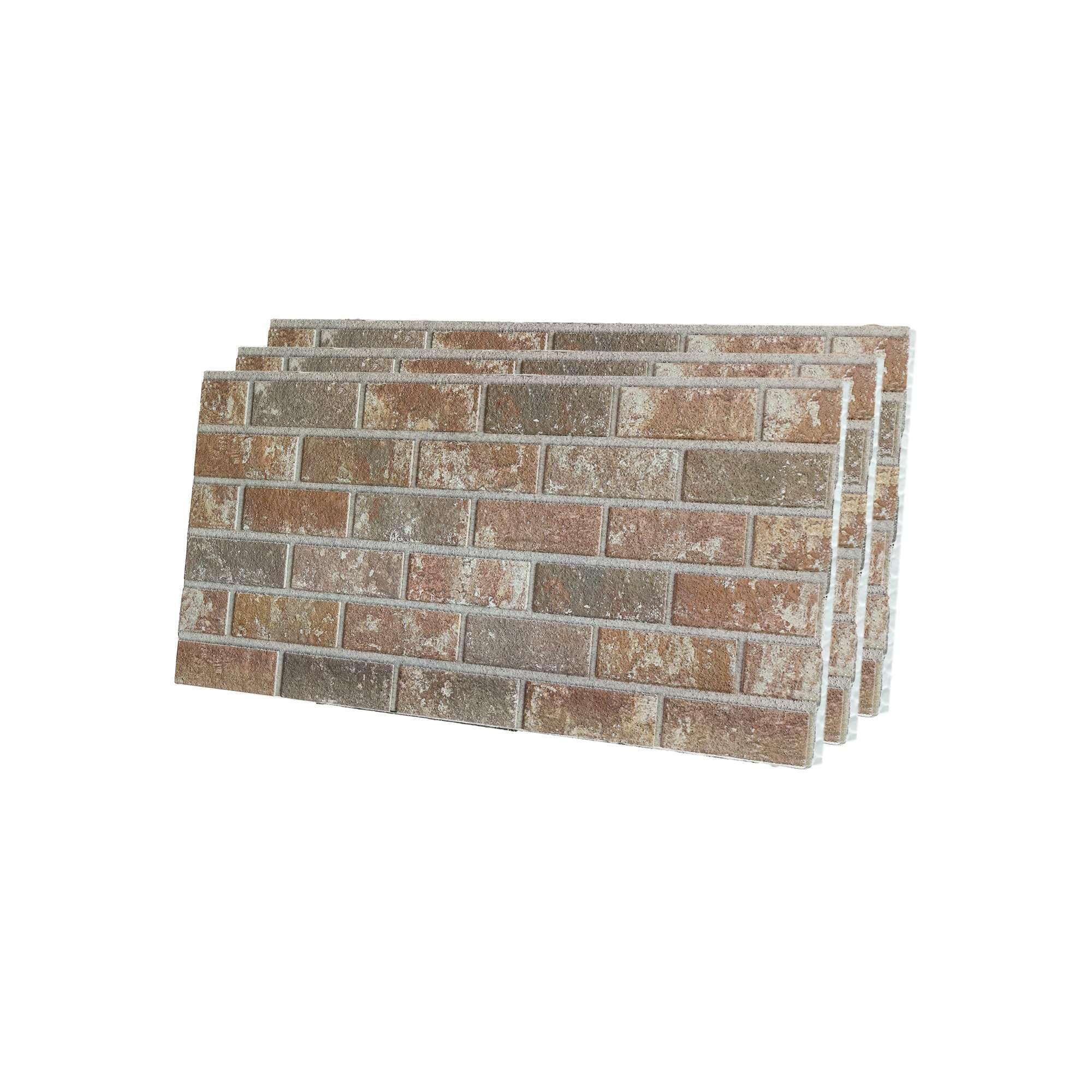IZODEKOR 3D Wall Panels Brick Effect - Cladding, Stone Look, Styrofoam Facing for Living Room, Kitchen, Bathroom, Balcony, Bedroom and Back of Counter | Mocha Royal (3 x Panels) | Covers 16 sq ft