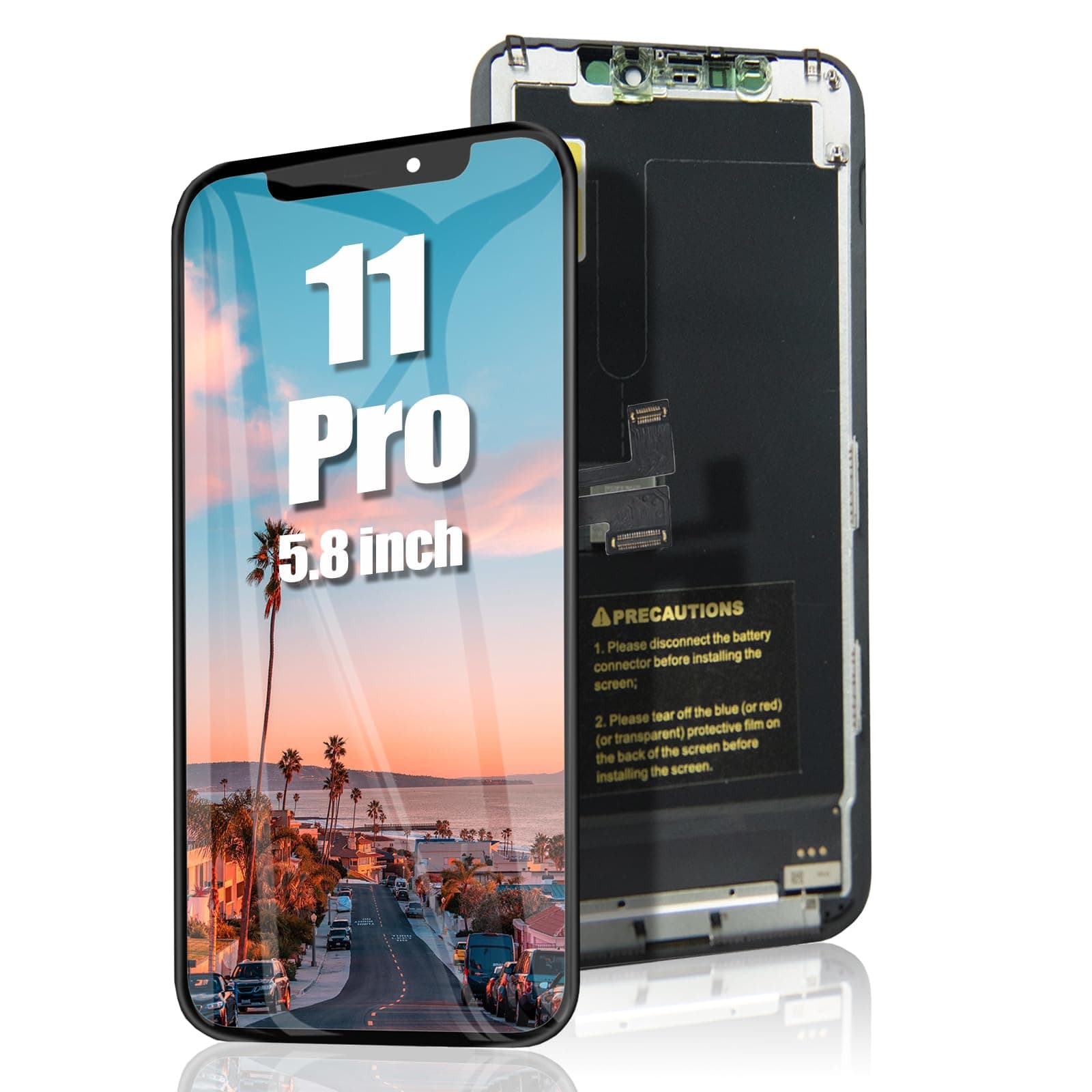 EFAITHFIX for iPhone 11 Pro Screen Replacement 5.8 Inch LCD Display 3D Touch Screen Full HD Digitizer Frame Assembly Compatible with Model A2160, A2217, A2215 with Waterproof Adhesive, No Tools