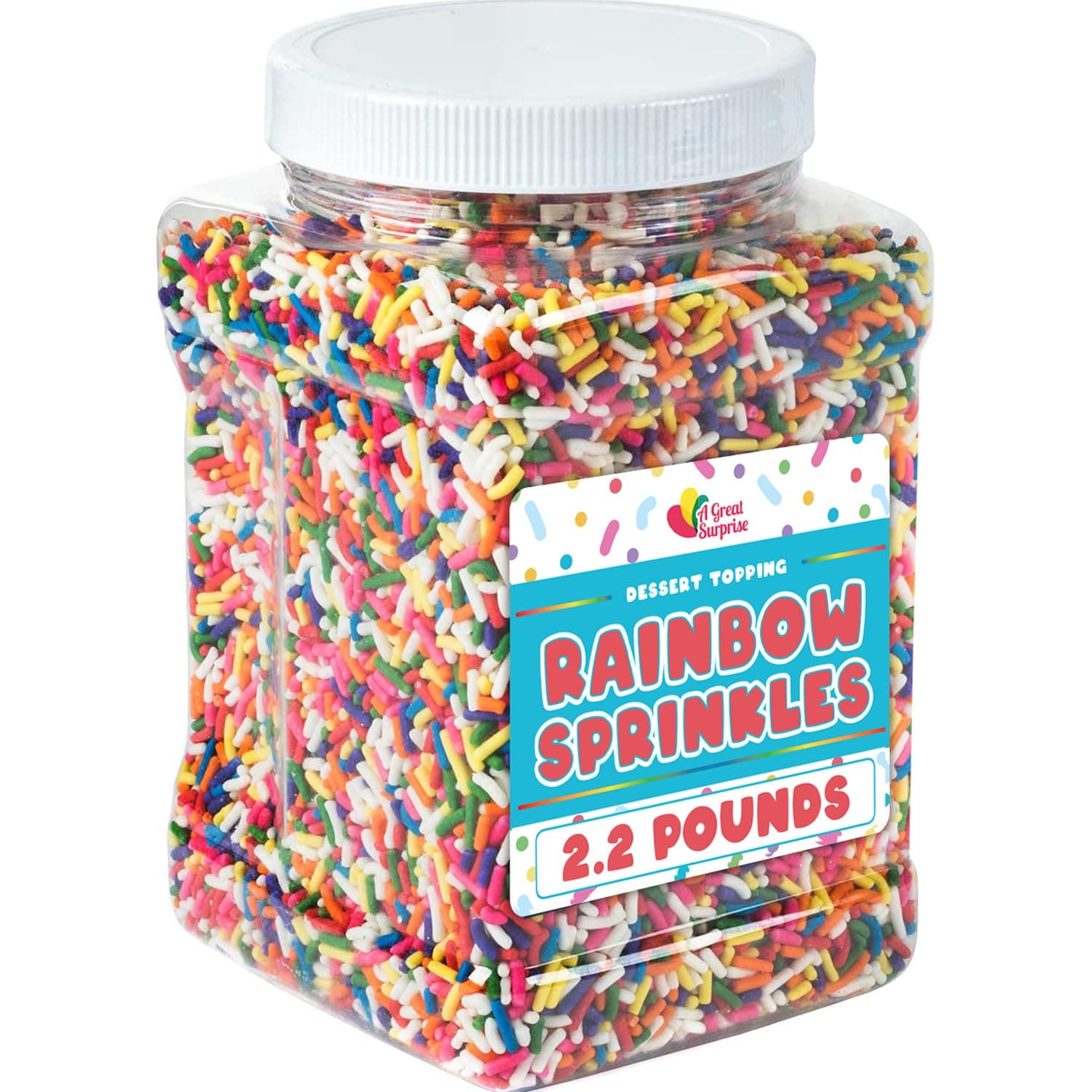 - A Great Surprise Spring Rainbow Sprinkles - 2.2 Pounds - Bulk Rainbow Jimmies for Cookies - Birthday Cake for Ice Cream, Baking, Cupcakes, Donuts