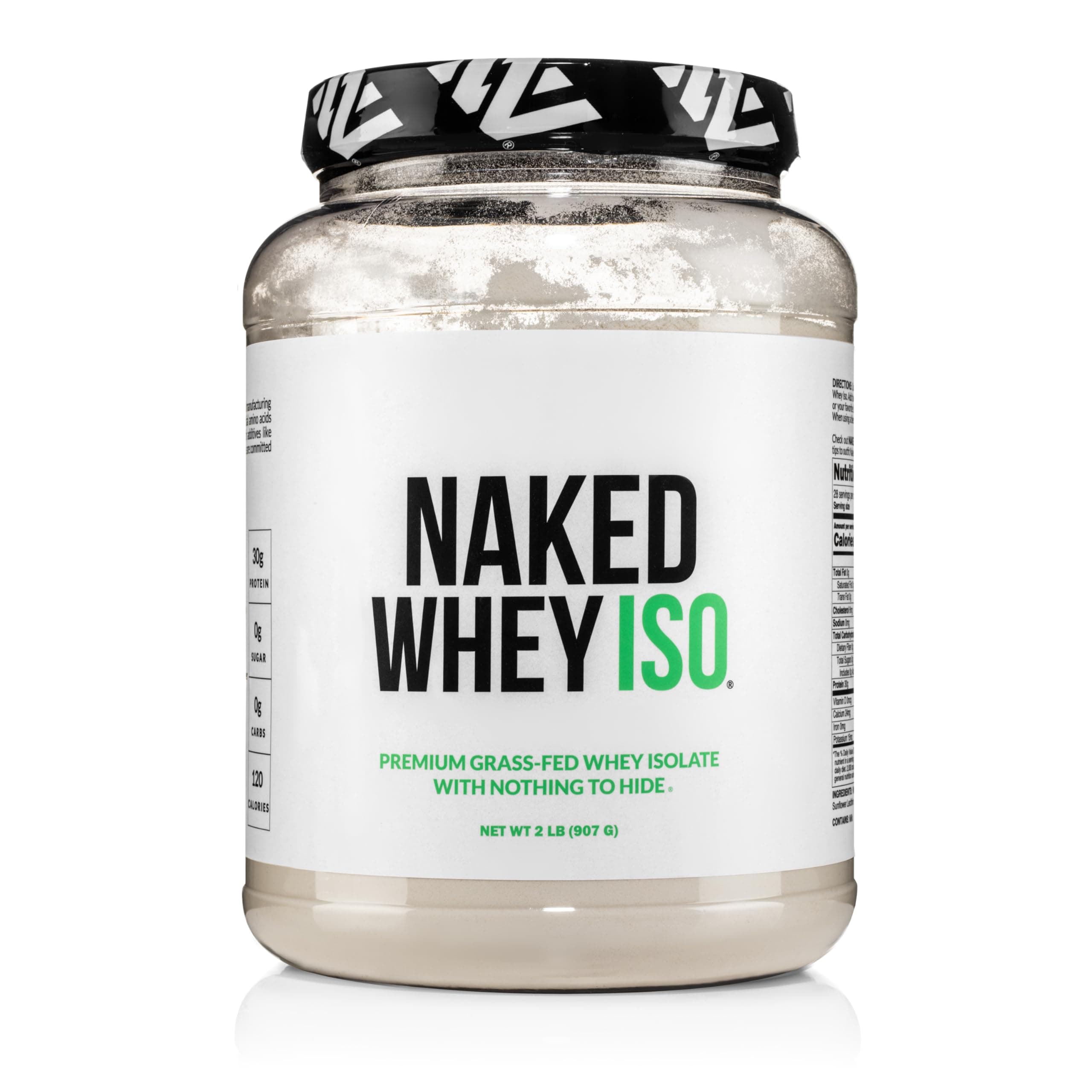 NAKED Whey Isolate Protein - Only 2 Ingredients, 30g Grass-Fed Protein, Zero Carb, Unflavored, Undenatured, Non-GMO, No Soy, Gluten-Free, No Preservatives - 28 Servings