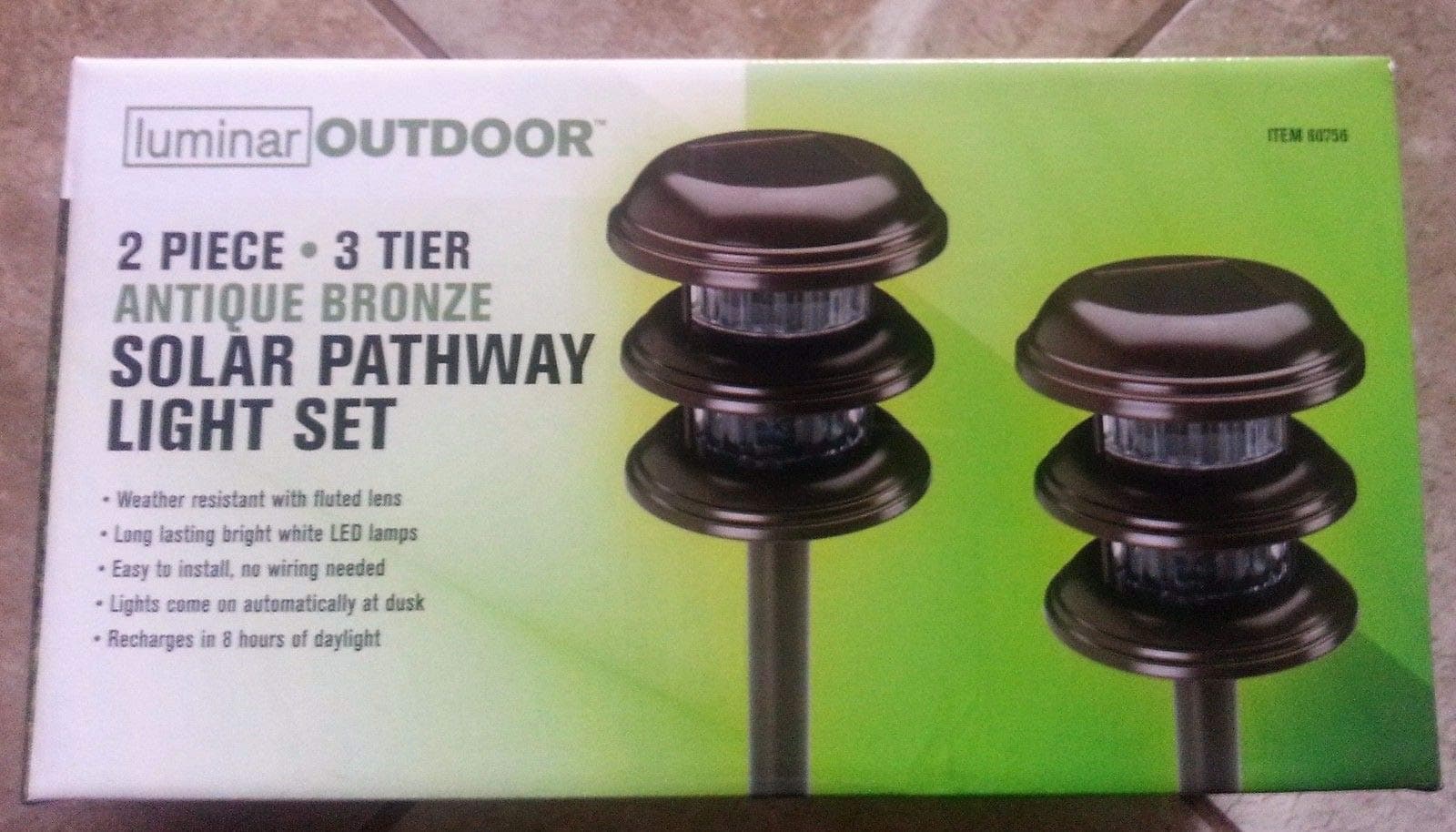 2 Piece, 3 Tier, Antique Bronze, Solar Pathway Light Set