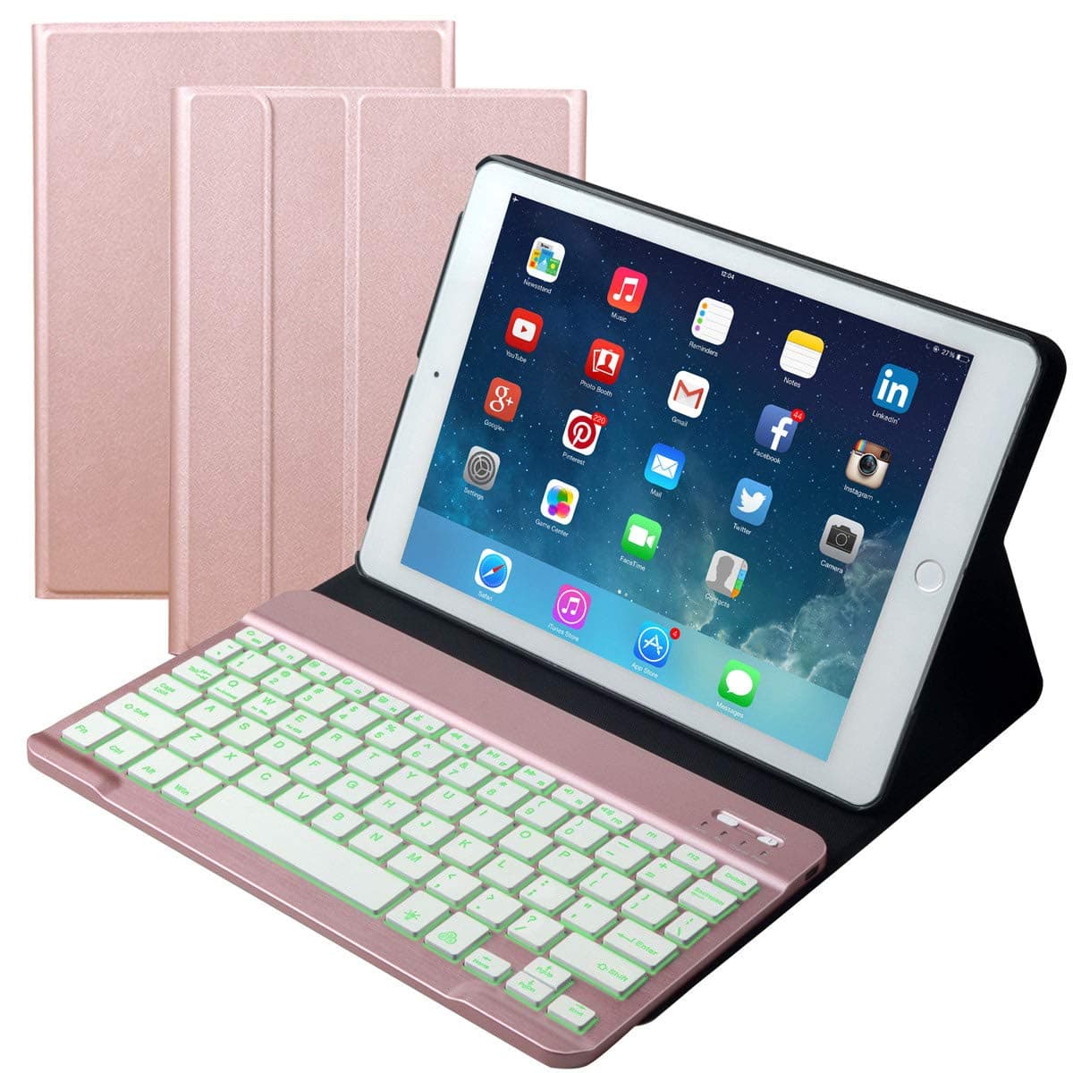 Eoso Keyboard Case for iPad 4th Gen 2012,iPad 3rd Gen 2012,iPad 2 Gen 2011 Built-in Wireless Slim Shell Magnetic PU Protective Cover for (Old Model) iPad 2/3/4(Rose Gold with Backlit Keyboard)