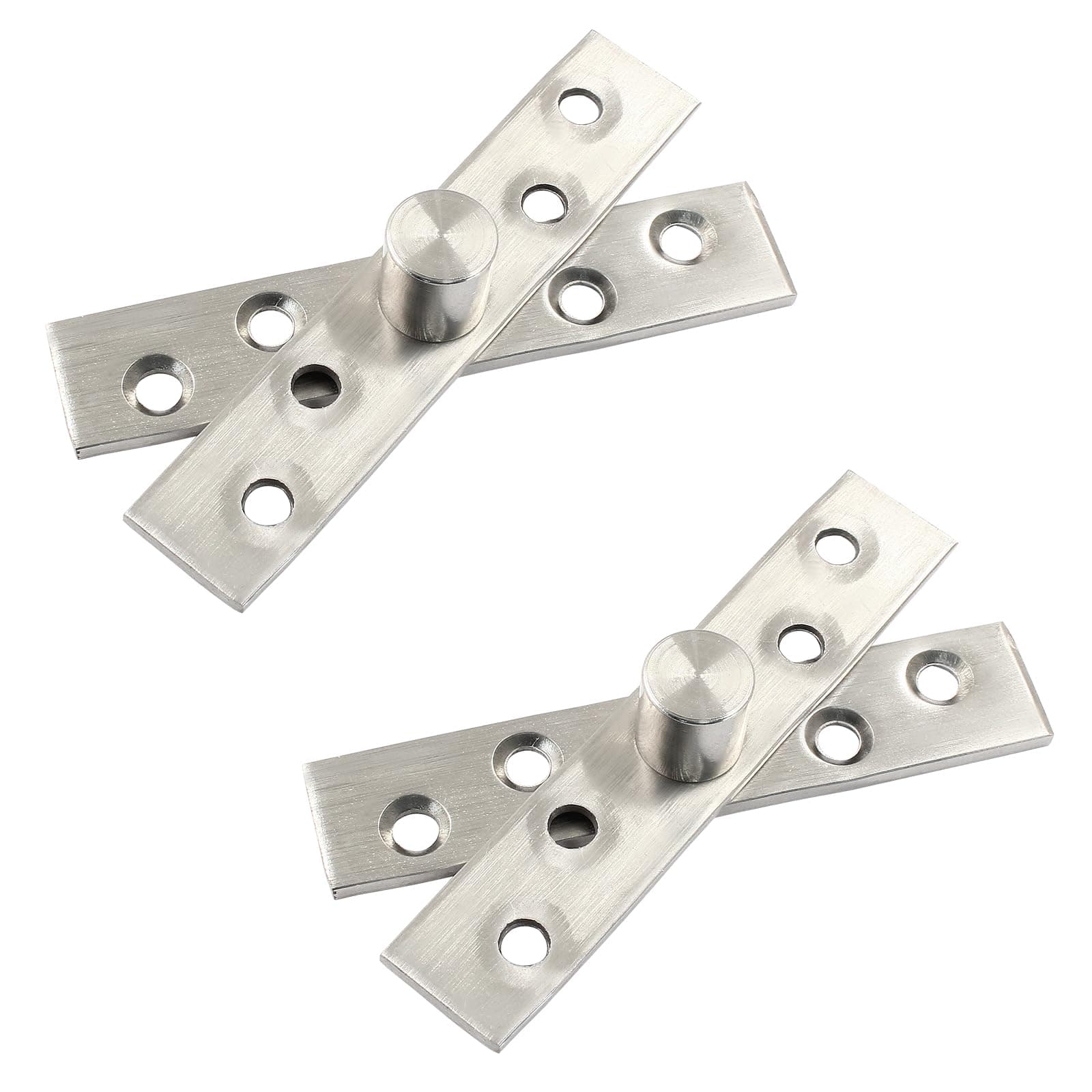 2pcs Center Pivot Hinge, Heavy Duty Pivot Hinge, 360 Rotating Hidden Door Hinges, Stainless Steel Hinges Up Down Shaft with Fixing Screws (96mm X 19mm)