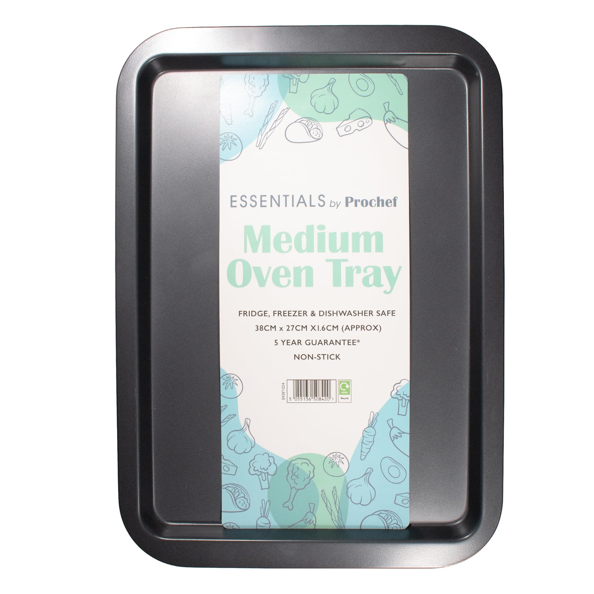 Essentials Medium Oven Tray, Non Stick, Easy Clean, 38cm x 27cm x 2cm, White
