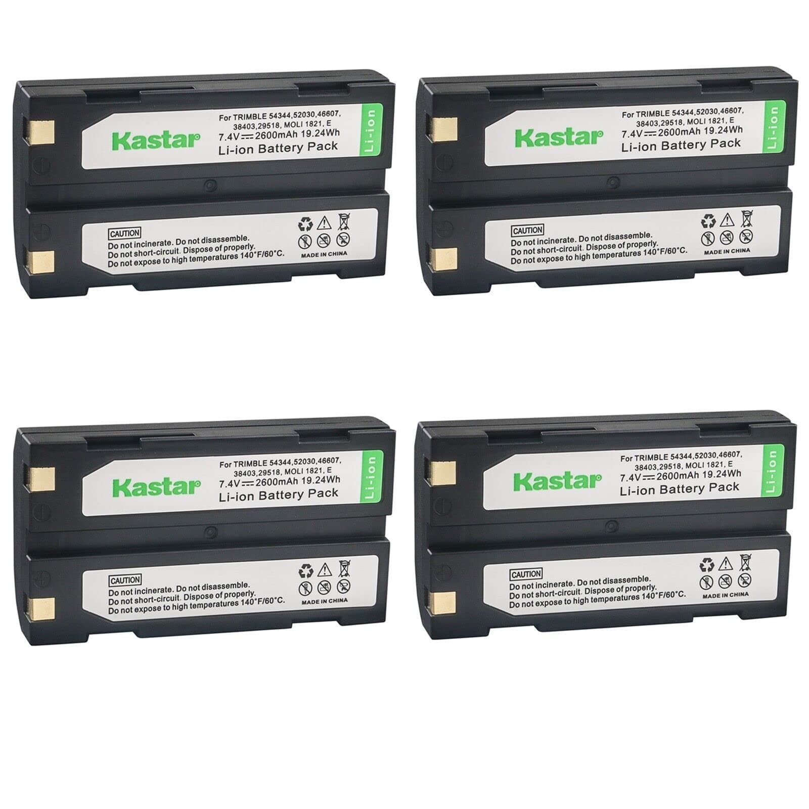 Kastar D-Li1 Battery 4-Pack Replacement for Trimble 29518, 46607, 52030, 54344, 38403, 5700, 5800, 92600, R4, R6, R7, R8, R8 GPS, R8 GNSS, MT1000