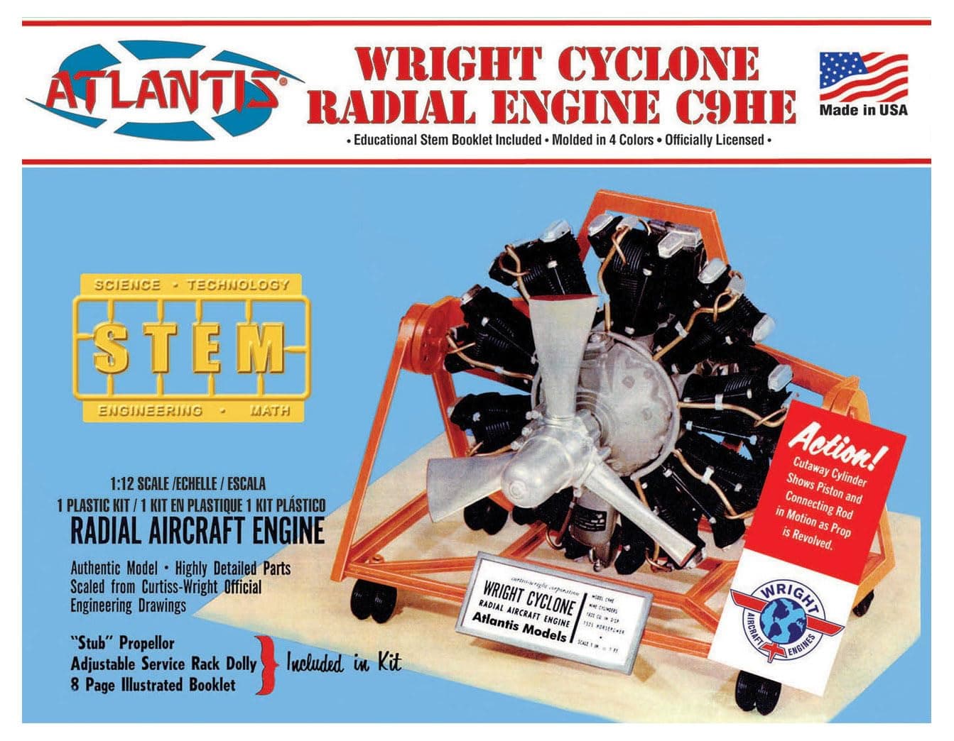 Plastic Model Kit-Wright Cyclone 9 Radial Engine STEM
