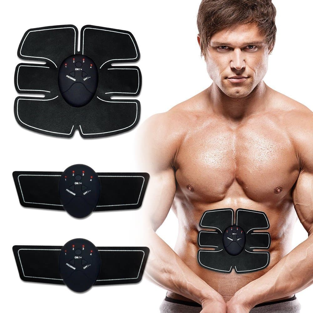 Abdominal Abs Trainer & Muscle Toner Ems Stimulator Machine - Includes Skin Tape & 6 Replacement Gel Pads + Bonus Full Body & Neck Tens Massager - Fitness Training & Rapid Muscles Toning