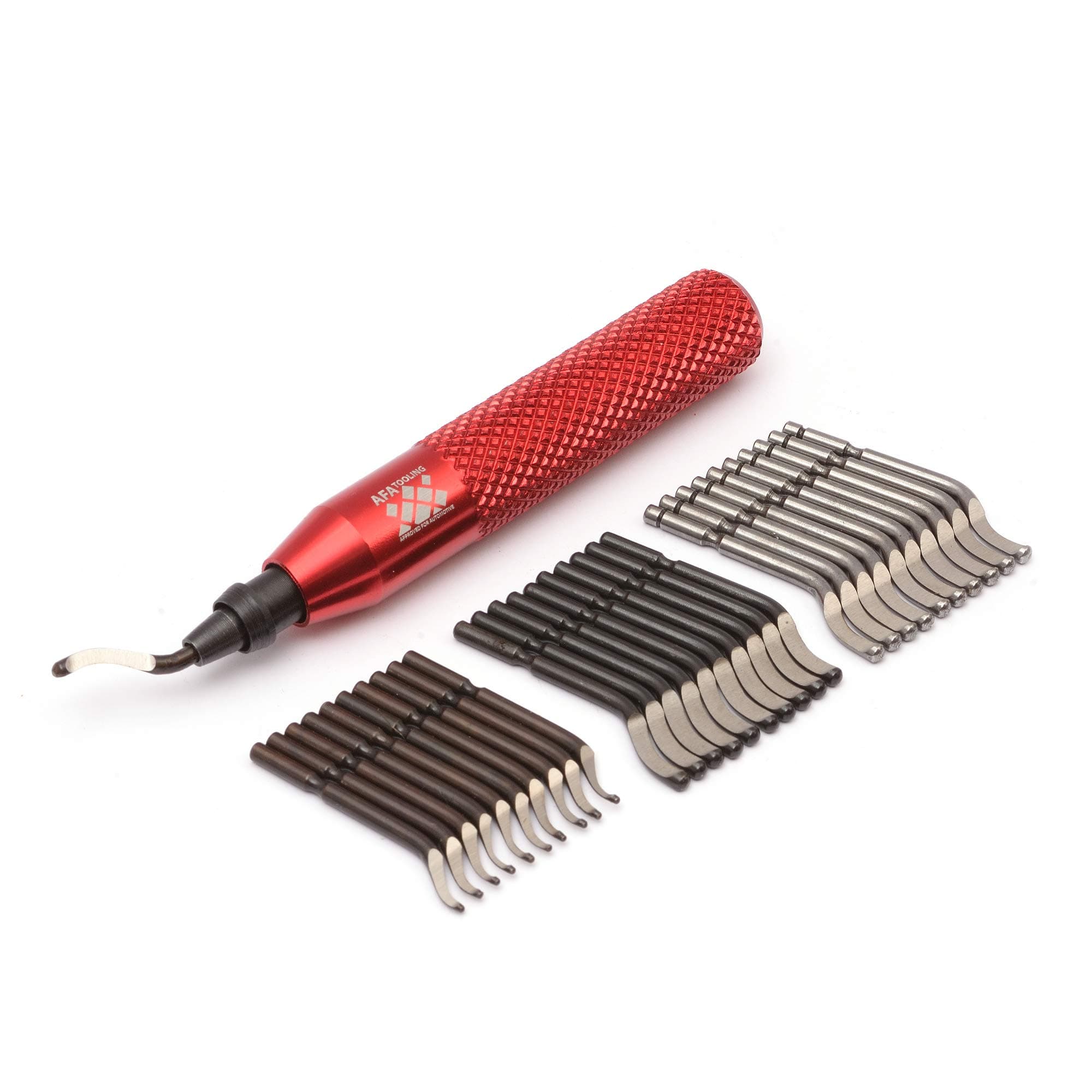 AFA Tooling - Deburring Tool Kit with 31 HSS Blades (11 BS1010, 10 BK3010, 10 BS1018) For Multi Use Application | Edge Burr Removal for Copper Pipes, 3D Printing Plastics, Resin Art, and Metal Work
