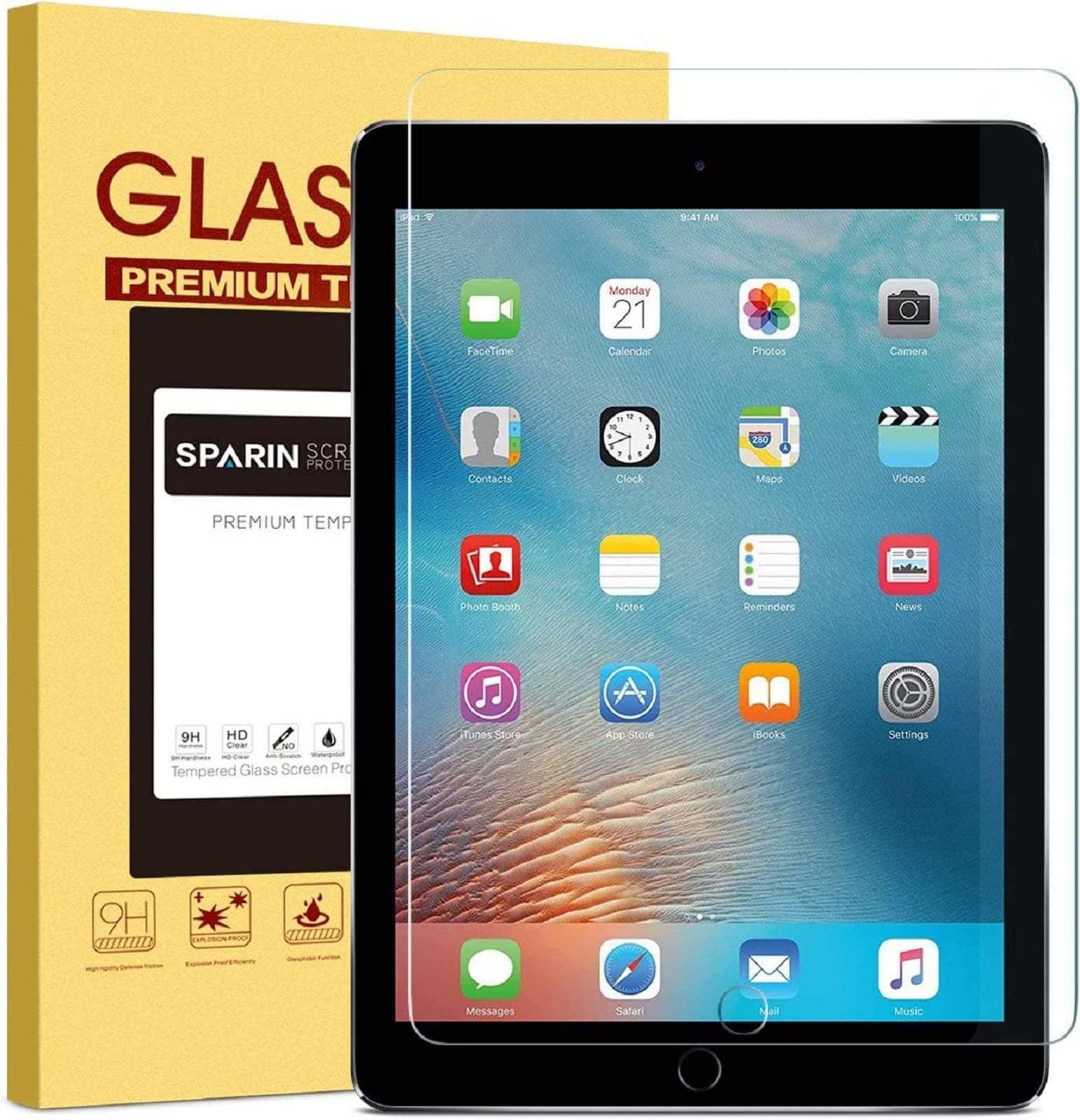 SPARIN Screen Protector for iPad 6th 5th Generation 9.7 inch, Tempered Glass Compatible with iPad Air 2, Case Friendly & Apple Pencil Compatible