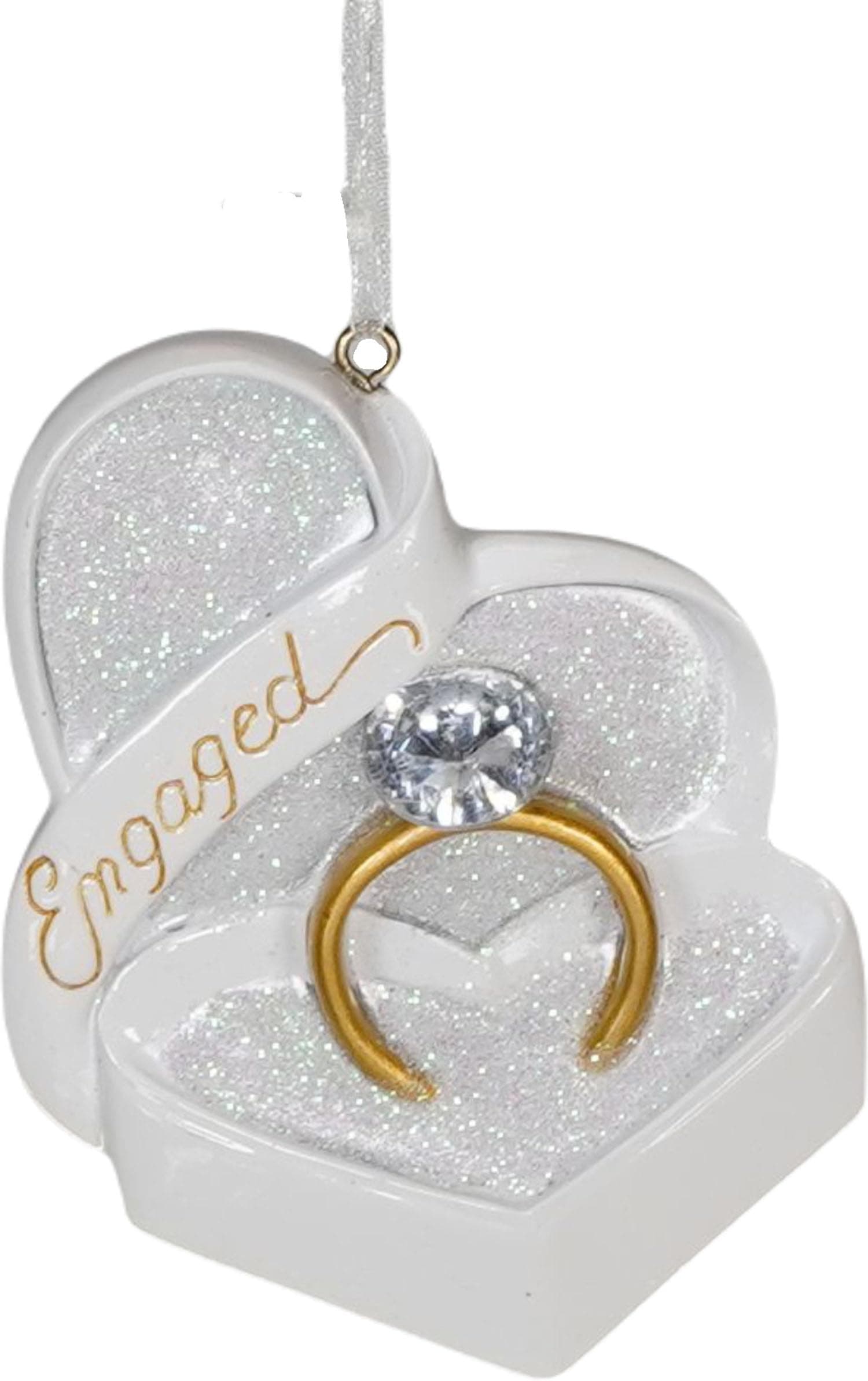 Engaged Heart Shaped Box and Ring with Gem Ornament
