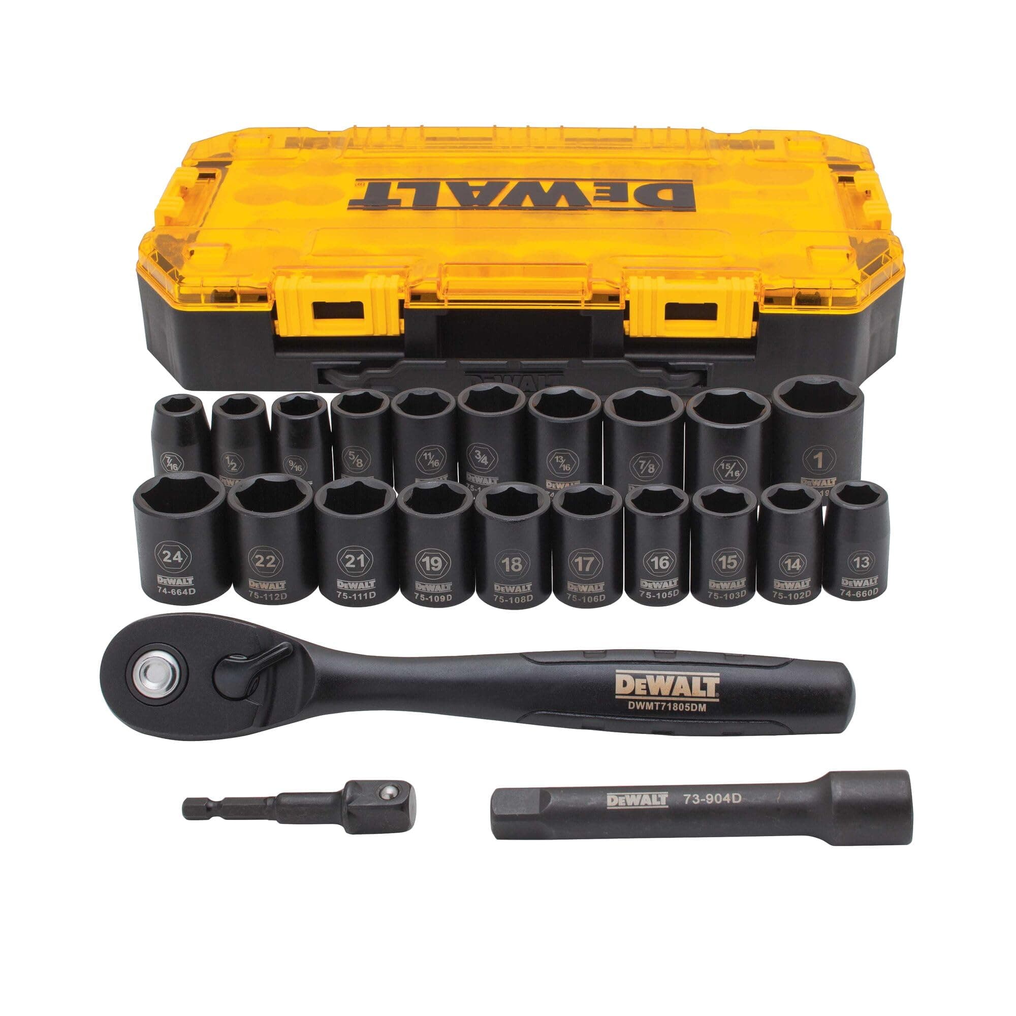 Impact Socket Set, 23-Piece, 1/2" Drive Metric/Sae (Dwmt74739)