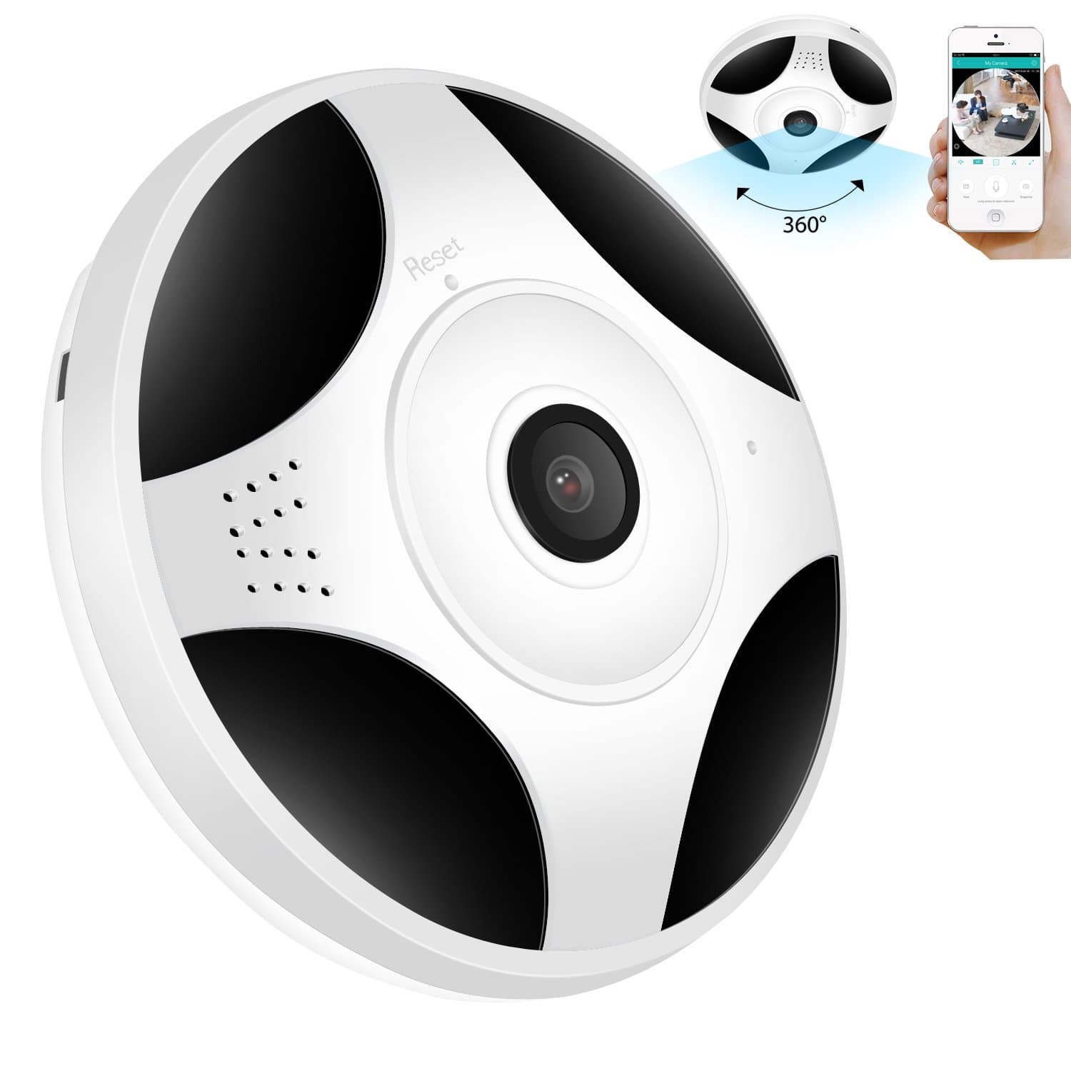 GARUNK Wireless Home Security Camera, HD 960P 360 Degree Panoramic Home Security Camera, Baby Pet Monitor Night Vision Two-Way Audio, Motion Detection Surveillance Camera