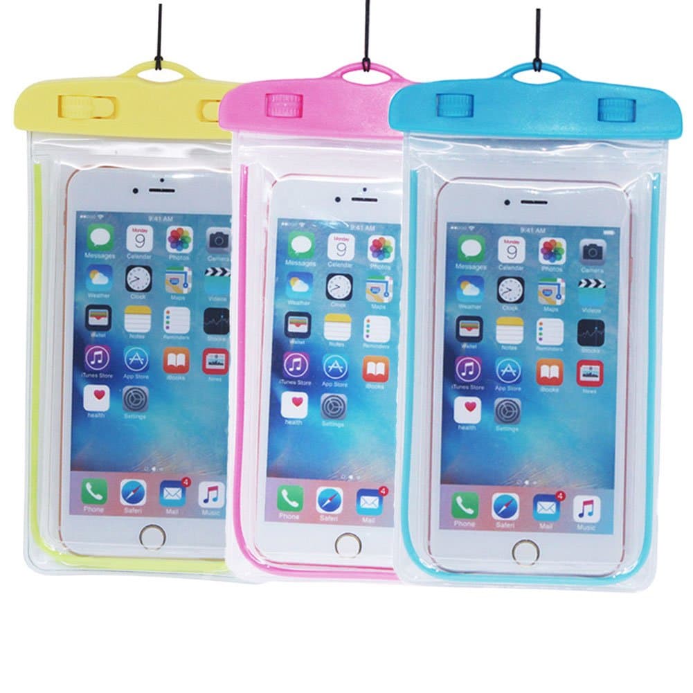 QUWIN Universal Florescent Light Waterproof Pouch Case for iPhone 6 Plus 5s 5 5c 4 / HTC/LG,and Other Up to 6 inches Smartphones
