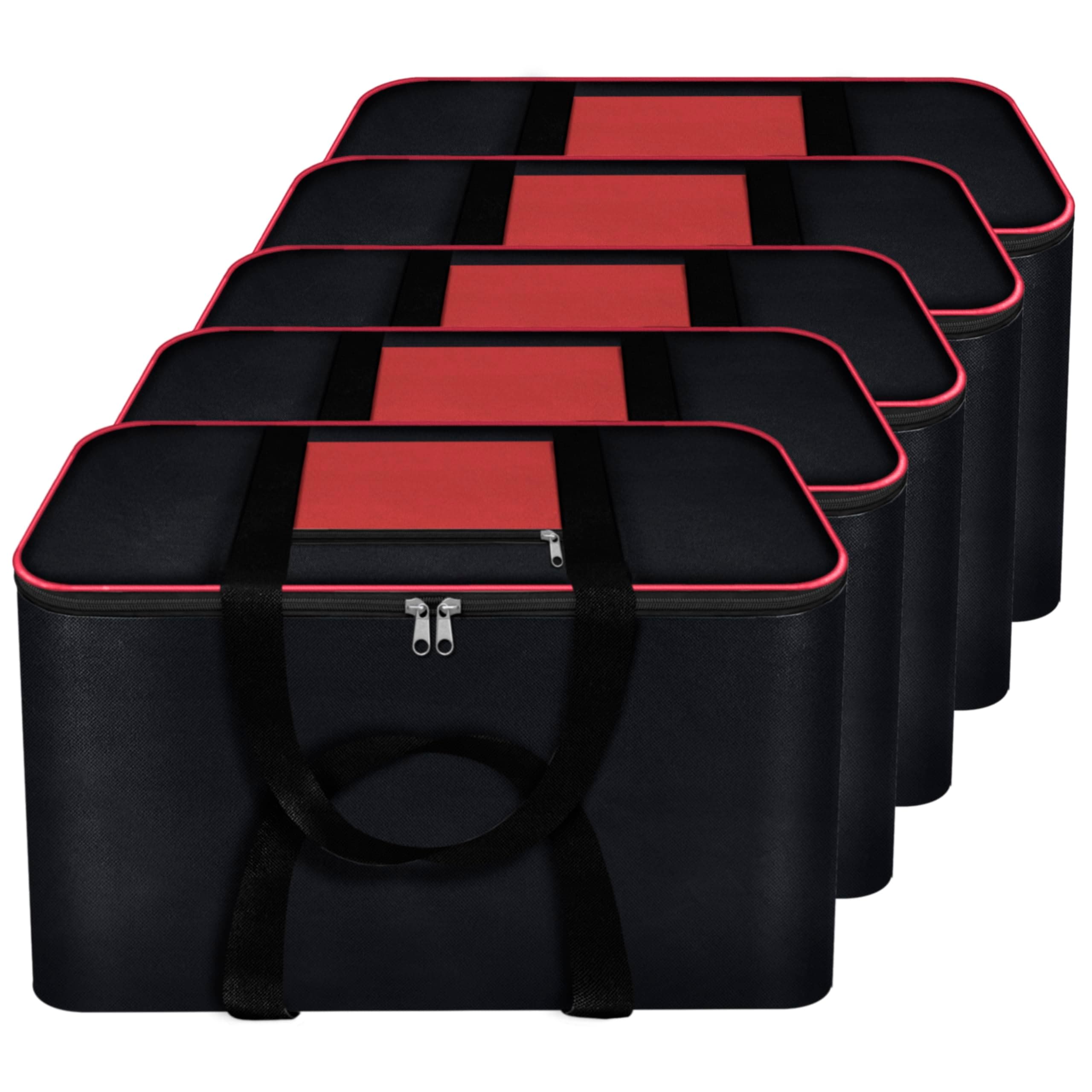 Storite 5 Pack Nylon Big Moisture Proof Underbed Storage Bag For Clothes Large,Blankets Quilt & Saree Storage Box (54 x 46 x 28 cm) - Black Rectangular
