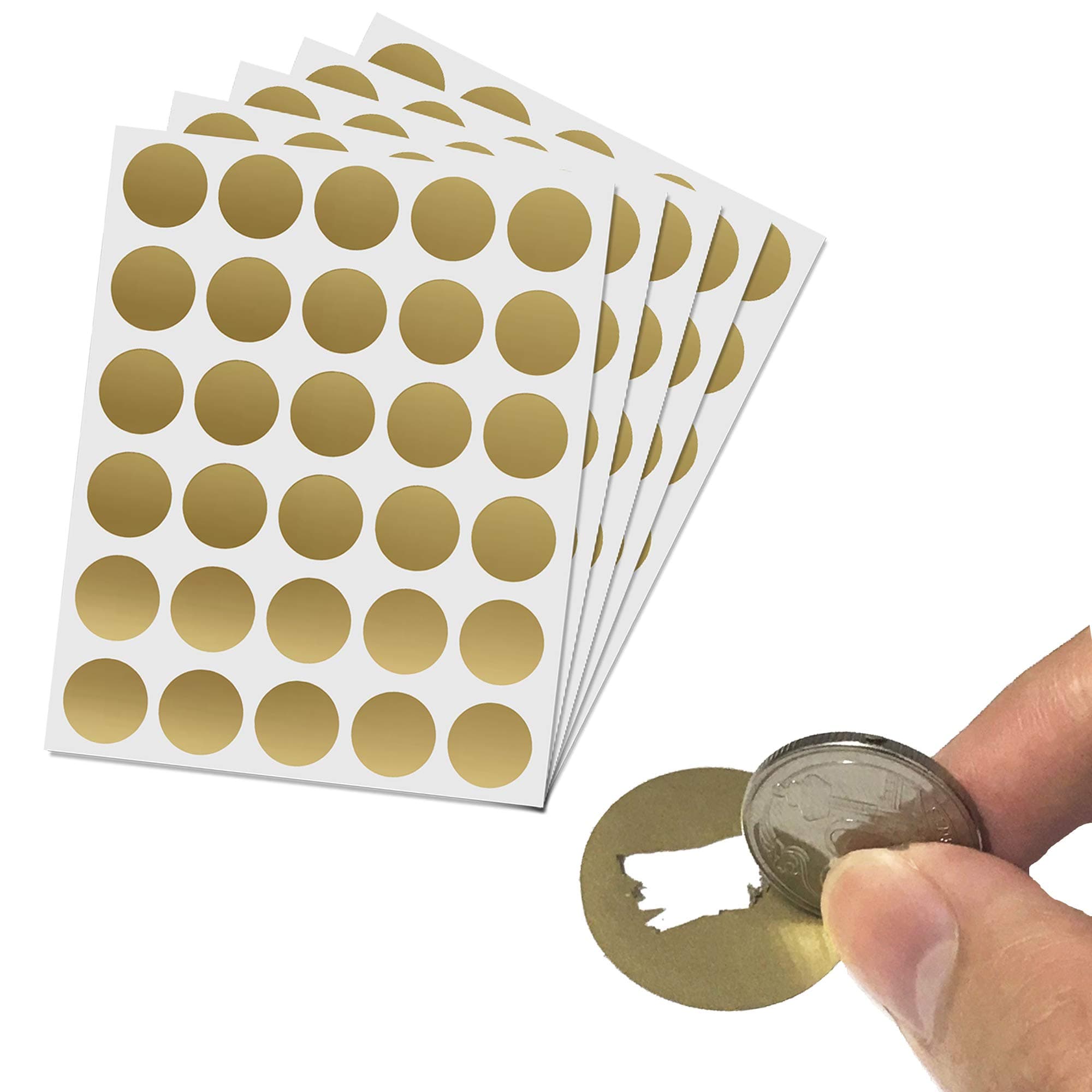 2.5 cm Scratch Off Stickers, Round Circle Gold, Pack of 150