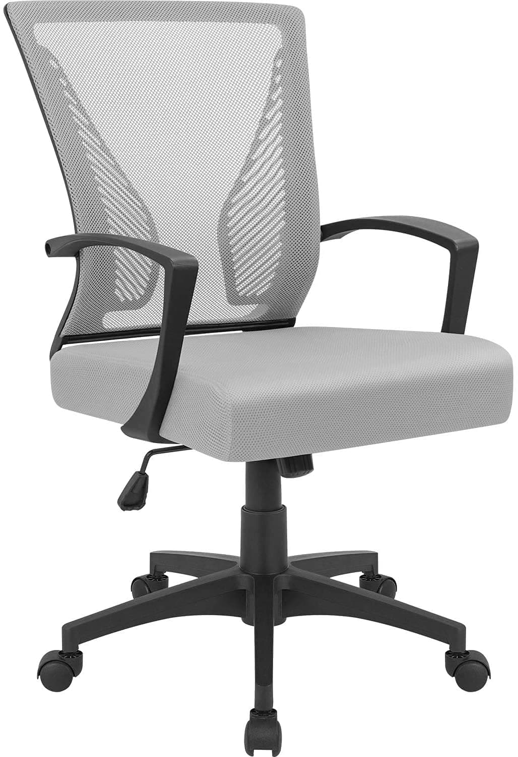 Ergonomic Grey Office Clearance Mesh Computer Lumbar Support Mid Back Study Desk Modern Executive Task Chair Cheap Adjustable Swivel, 19.8" x 19.8" x 38.8"