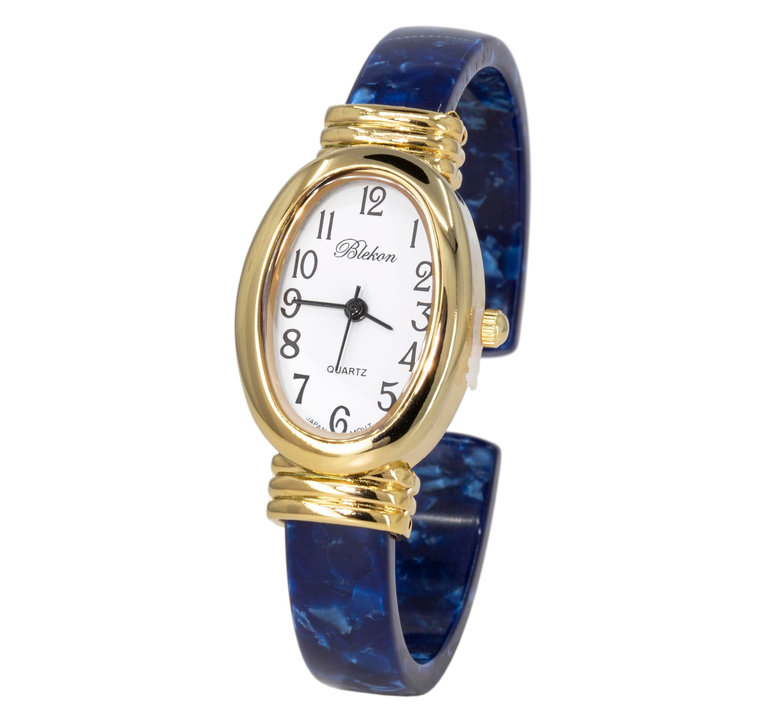 Collections Women's Round, Oval, Rectangle Case Shapes Acrylic Tortoise Shell Color Design Cuff Bangle Watch