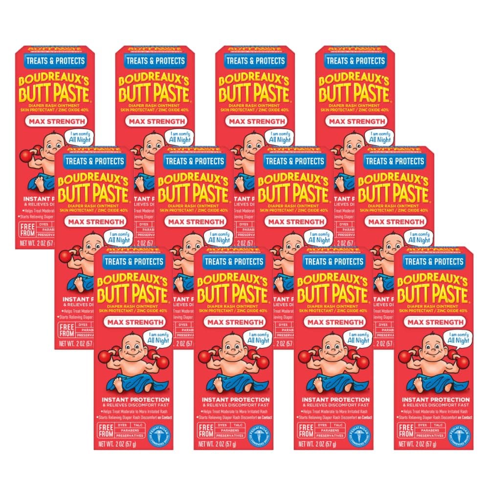 Boudreaux's Butt Paste Maximum Strength Diaper Cream, 2 Ounce (Pack of 12)