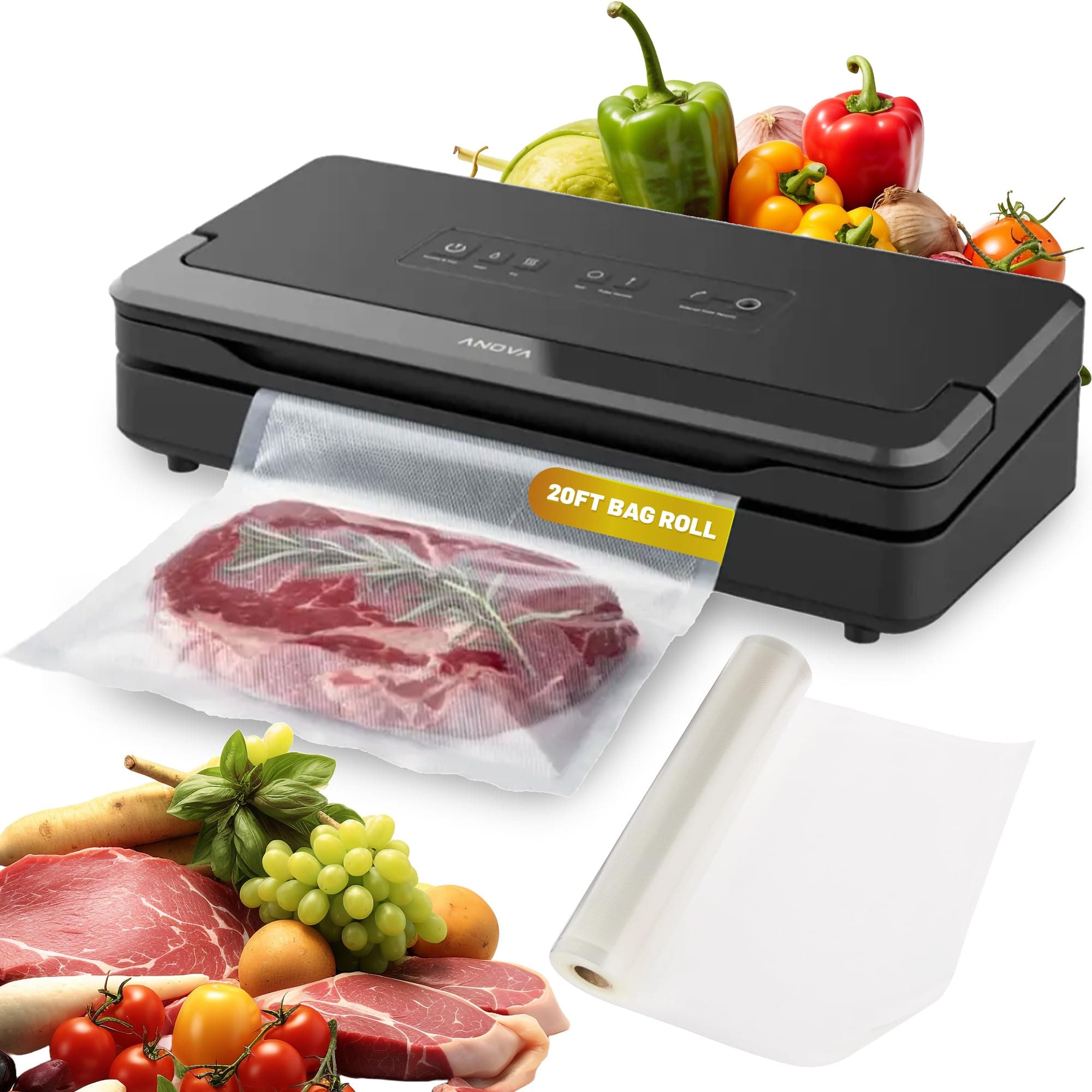 Precision Vacuum Sealer Pro, Includes Large Bag Roll (19ft), Wet & Dry Dual Food Vacuum Sealer Machine for Sous Vide and Long-Term Storage, 2-Year Warranty