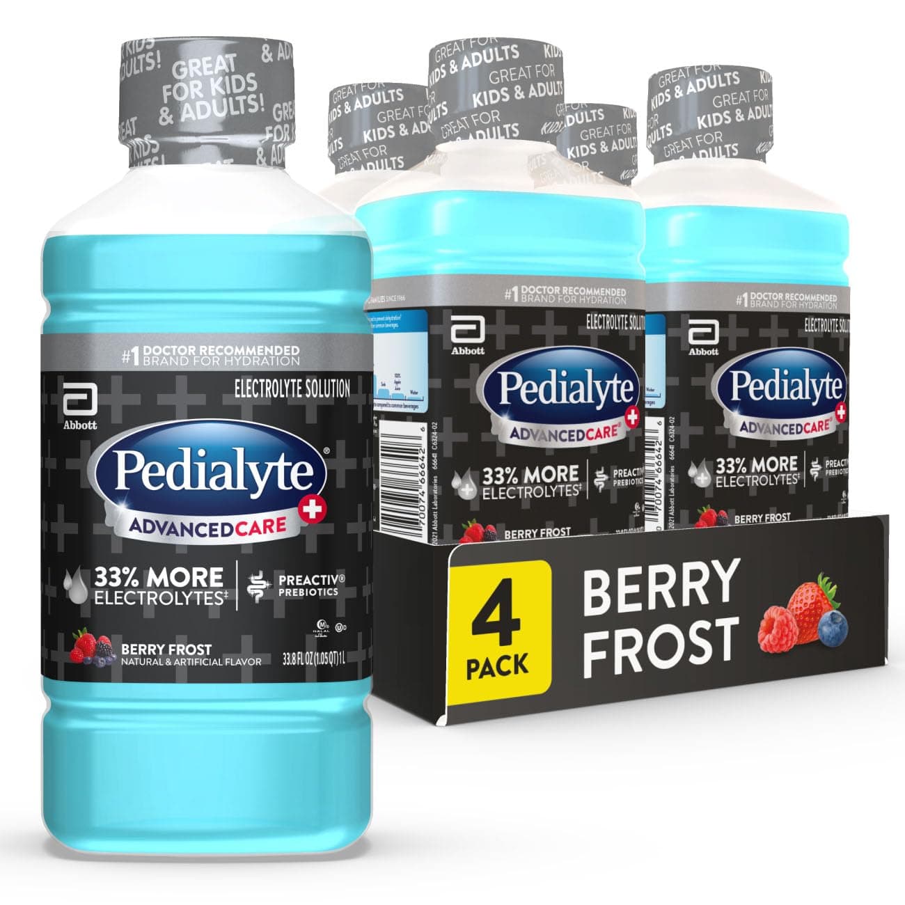 Pedialyte AdvancedCare Plus Liters, Pack of 4