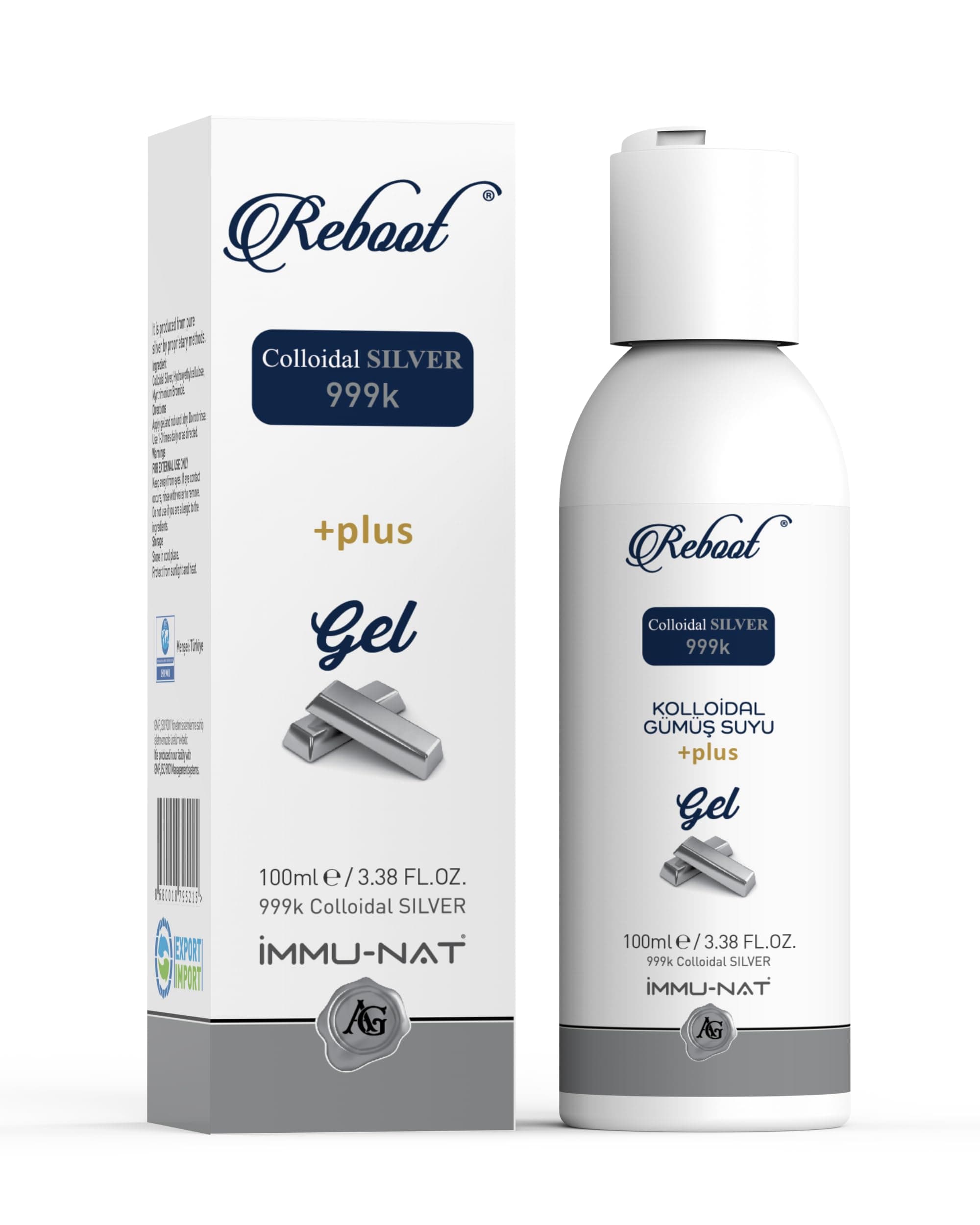 Reboot Colloidal Silver Gel - 35PPM Max Strength - First Aid & Burn Relief - Soothes Itching, Pain from Burns, Cuts, Sunburn, Skin Irritations - 3.4oz