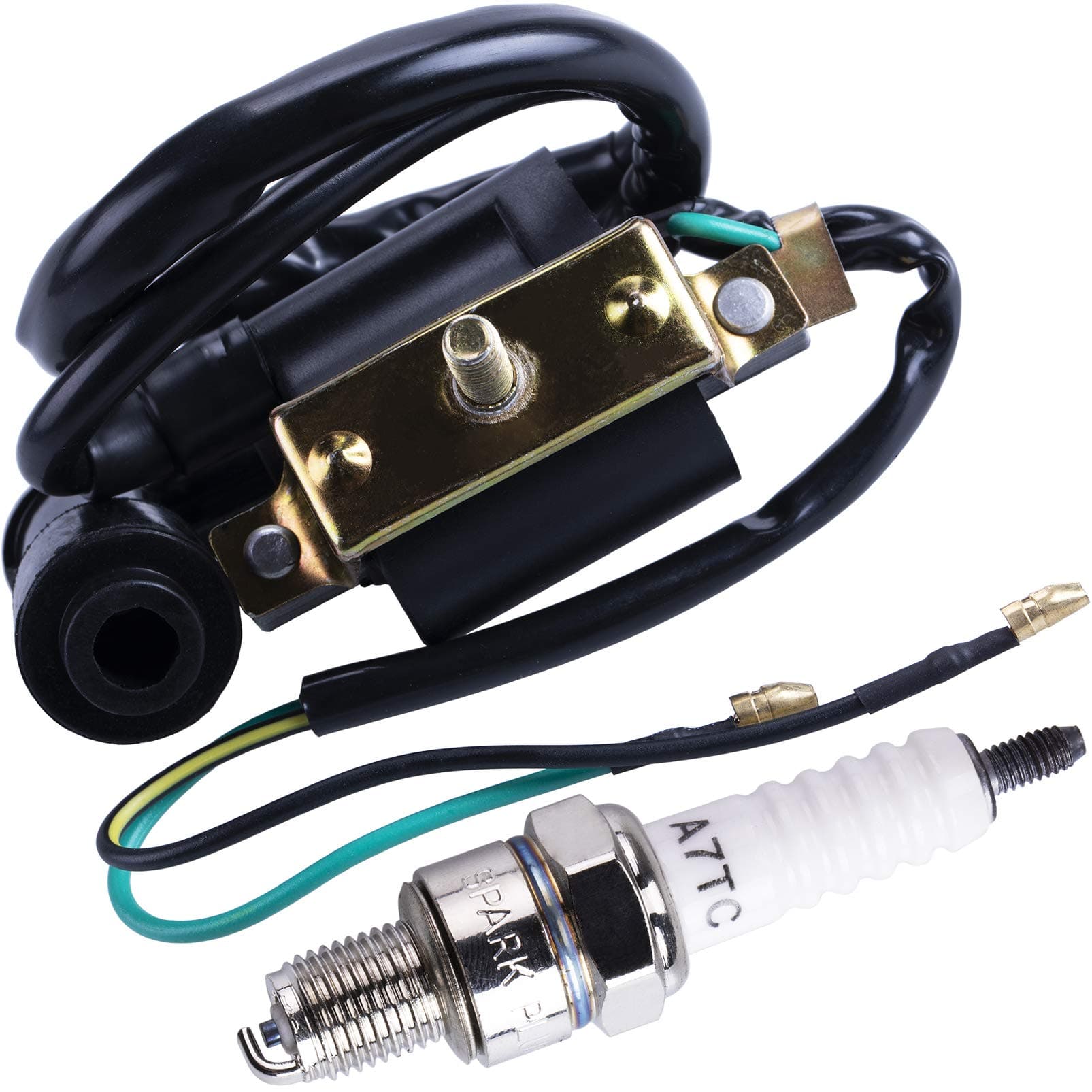 50cc Falcom 70cc 90cc 110cc 125cc Ignition Coil Spark Plug for Coolster 3050B ATV-3050B 3050 B3050A Kids 4 Quad Four Wheeler Roketa taotao Baja Kazuma Meerkat Quad ATV Dirt Pocket Bike