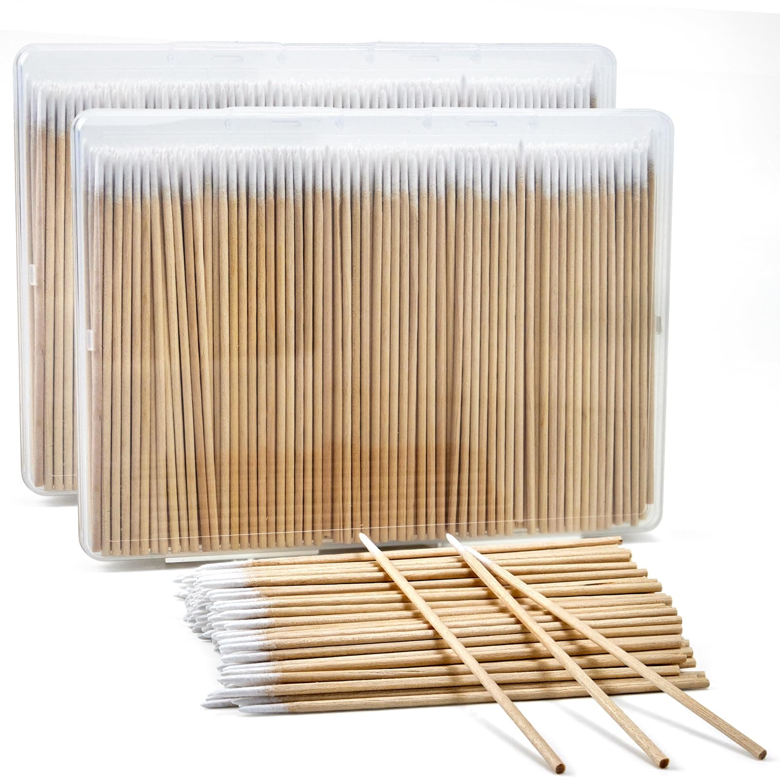 800PCS Pointed Cotton Swabs with Storage Case - 4 inch Microblading Precision Tip Cotton Swabs with Wooden Sticks - for Makeup, Tattoo Permanent Supplies