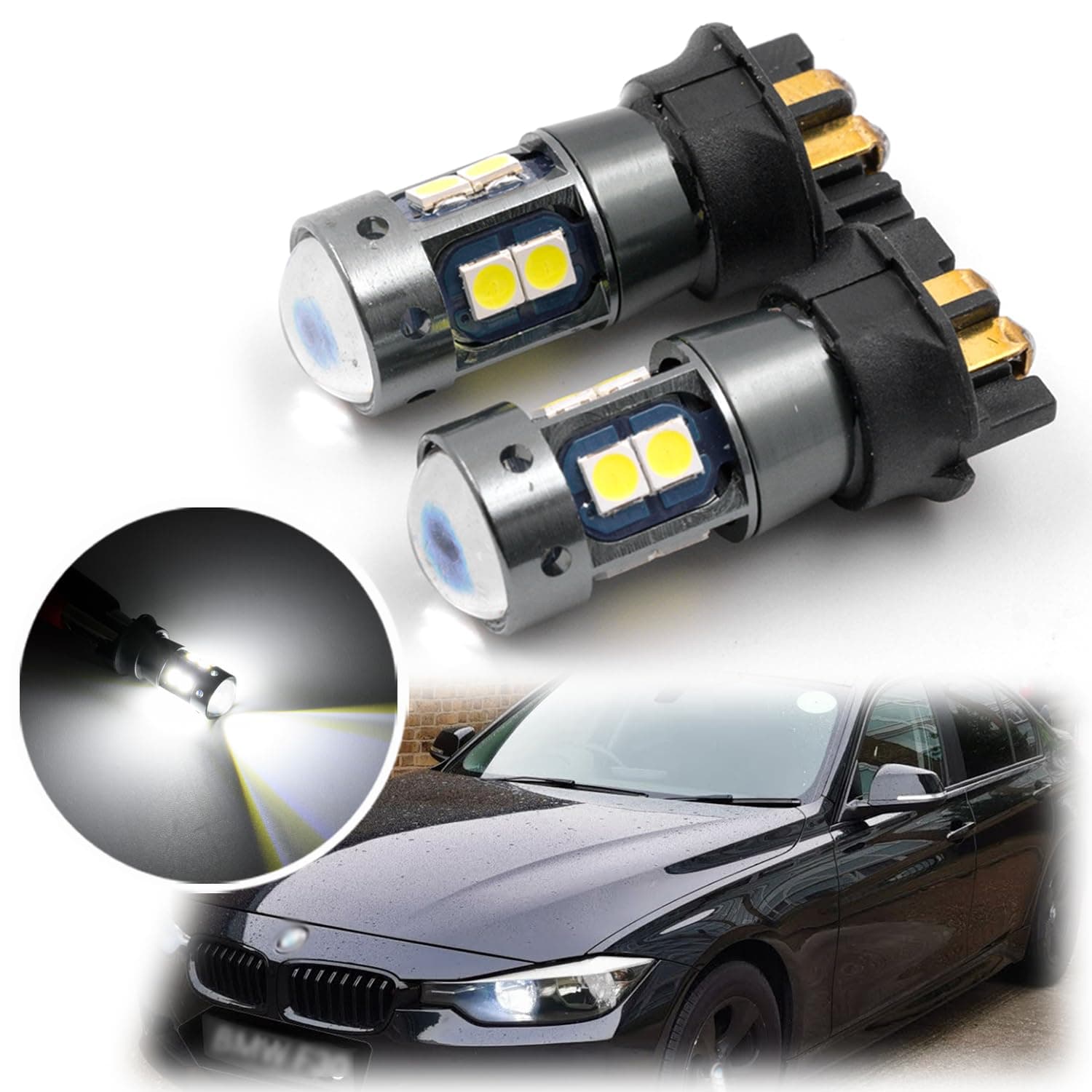 NSLUMO Xenon White Led Backup Reverse Light Bulbs Replacement for 2014-2017 B-MW 428i 430i 435i M4 535i GT LED Reverse Lights, 10-SMD 45W 8000K Reversing Led Bulbs Canbus Polarity Free