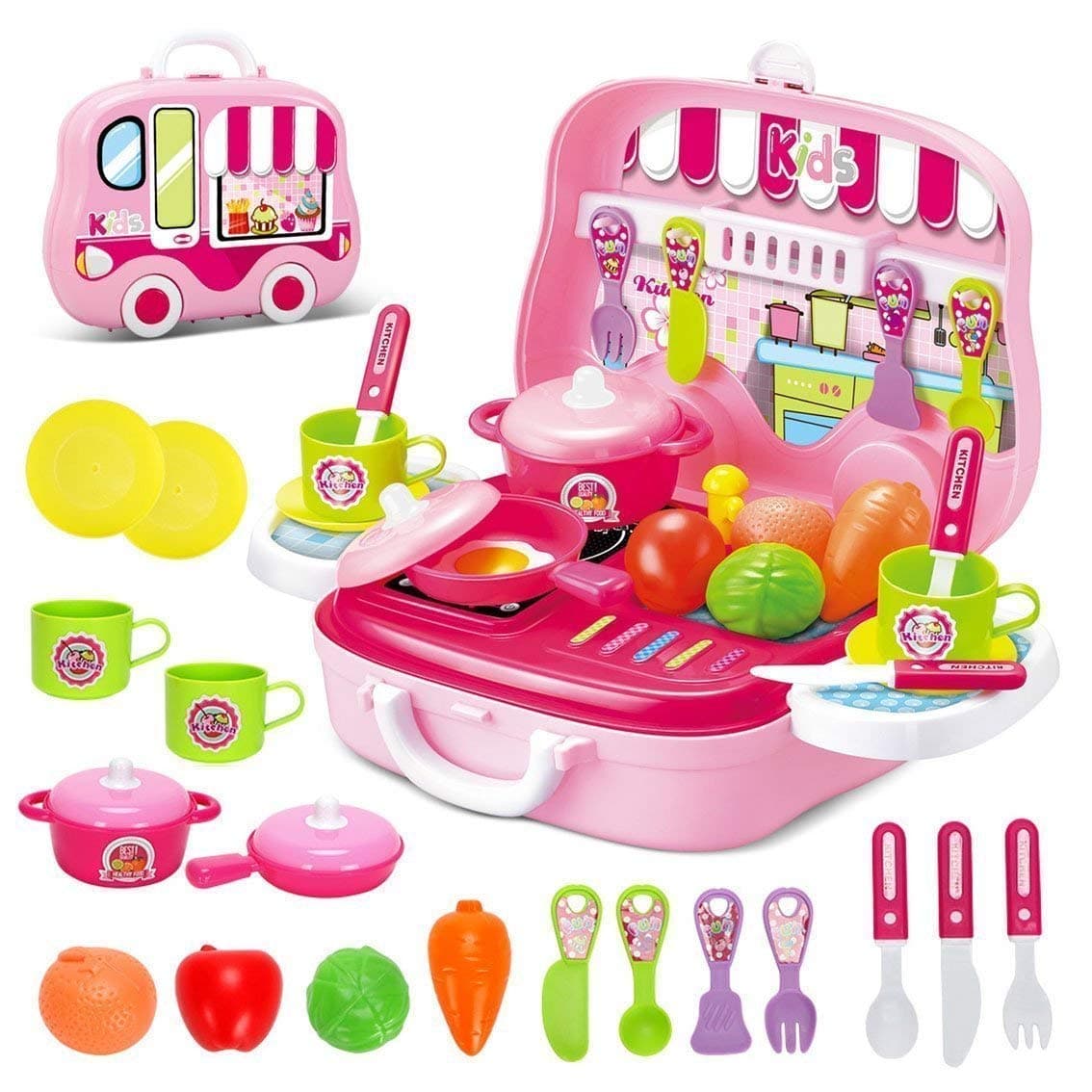 ANI World Plastic New Kitchen Play Set Pretend Kitchen Set for Kids Girls, Cook Role Play with Accessories with Running Cycle Water Realistic for Girls & Boys (3 Years and Up)