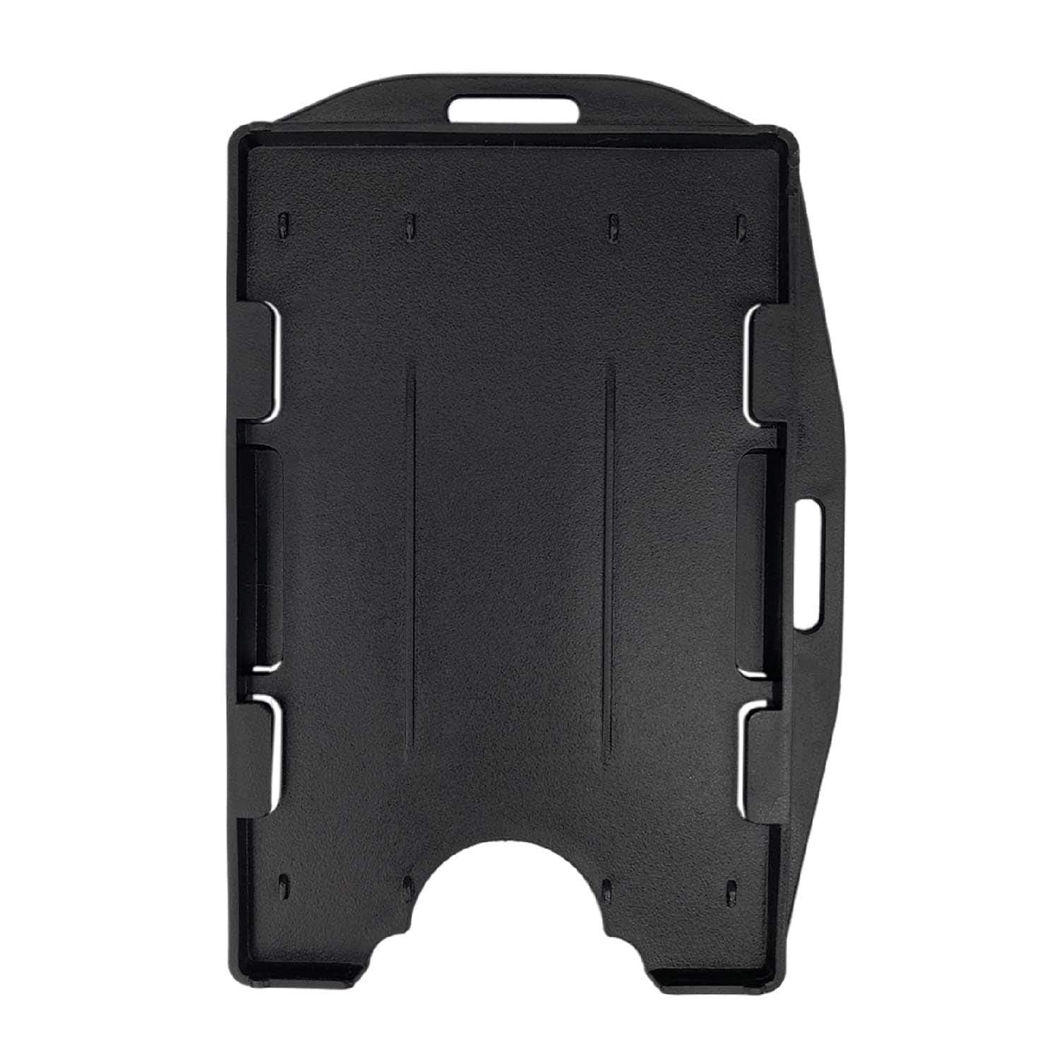 2 Pack - Fallen One Hard Plastic Id Card Holder - Black ID Badge Holders for Lanyard, Horizontal and Vertical Dual-Use, Double Sided, Hold 2 Cards