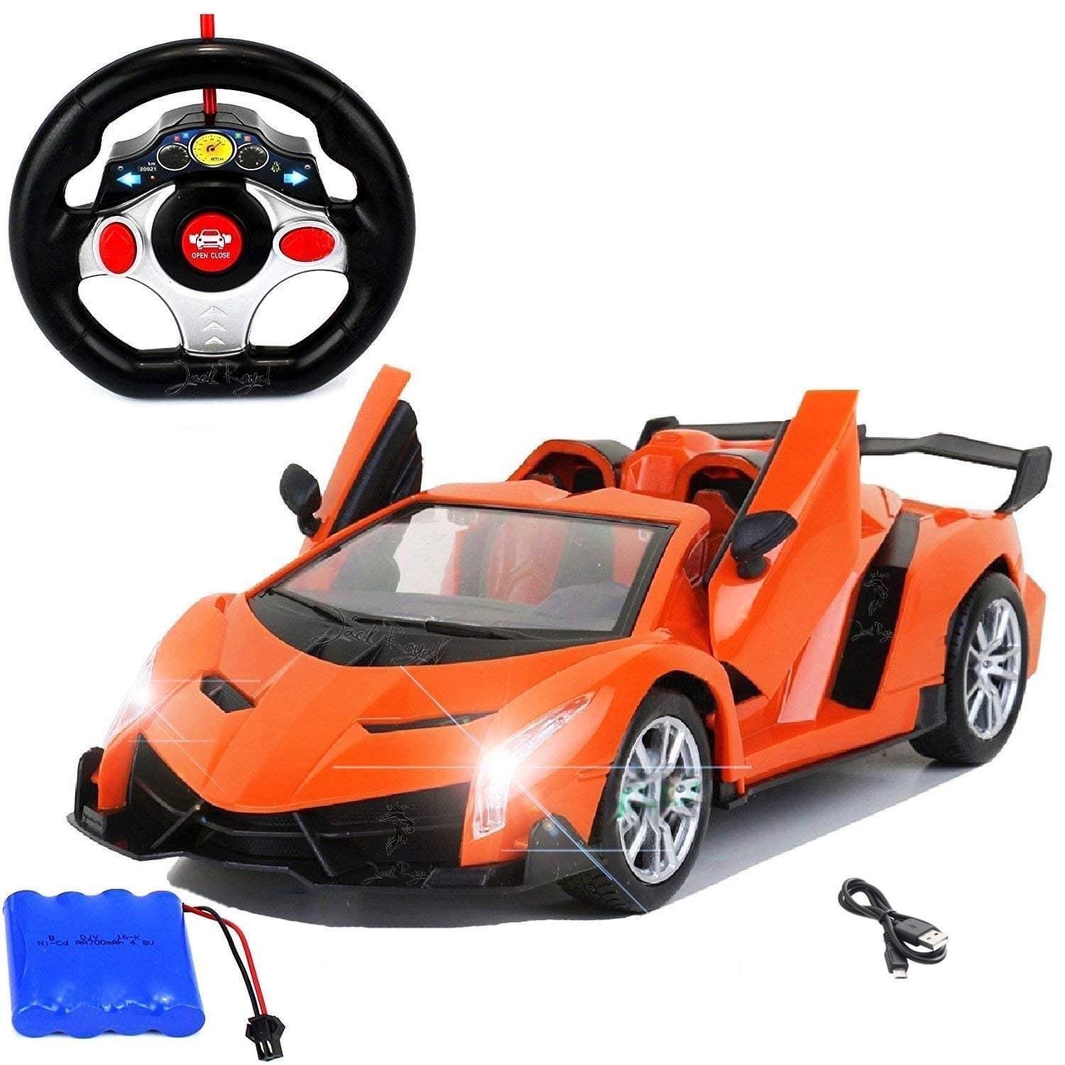 Jack Royal PVC 1:16 Scale Remote Control Winner 3 Racing Opening & Closing Doors with USB Charger, Multicolor