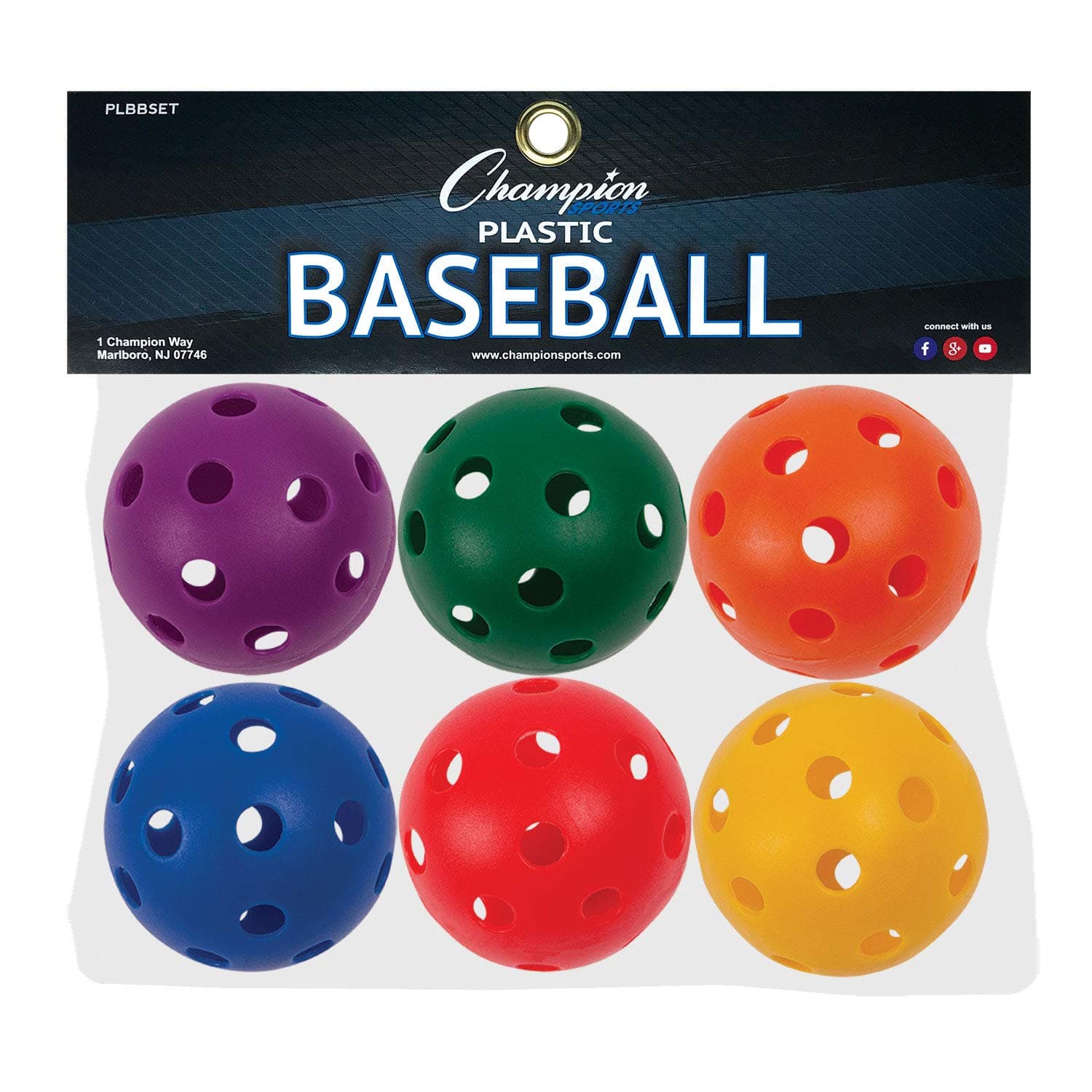 Champion Sports 9" Hollow Plastic Baseballs – Lightweight, Durable Practice Balls for All Ages