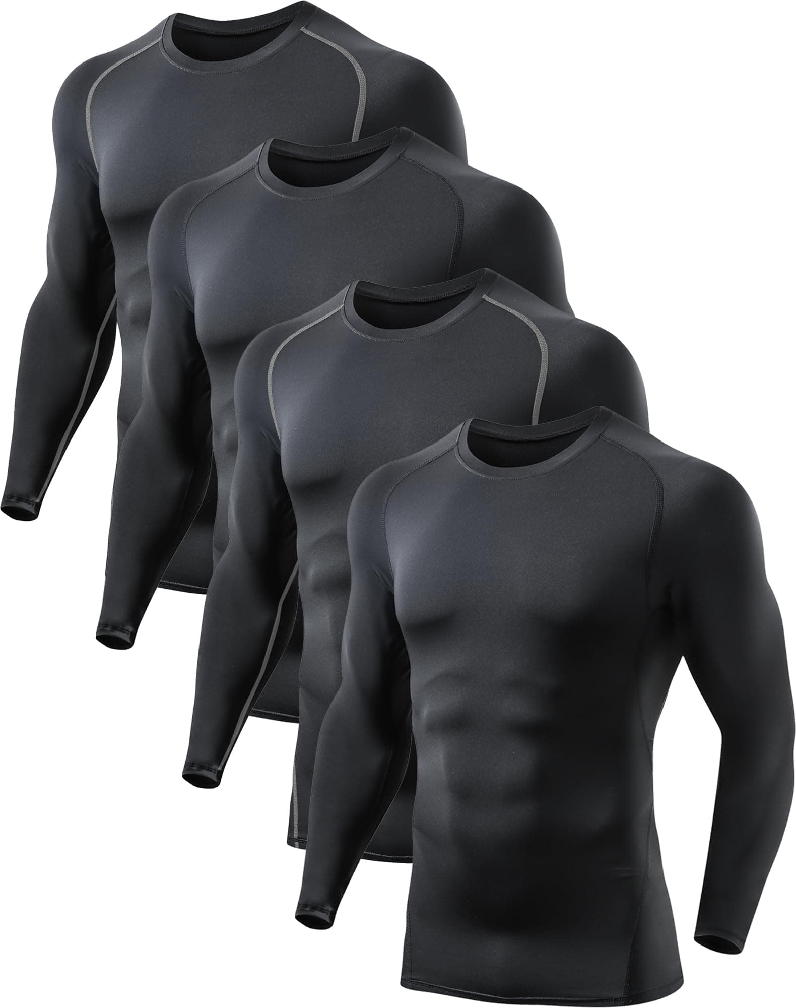 4 Pack Compression Shirts for Men Long Sleeve Athletic Rash Guard Base Layer Undershirt Gear T Shirt for Workout Basketball