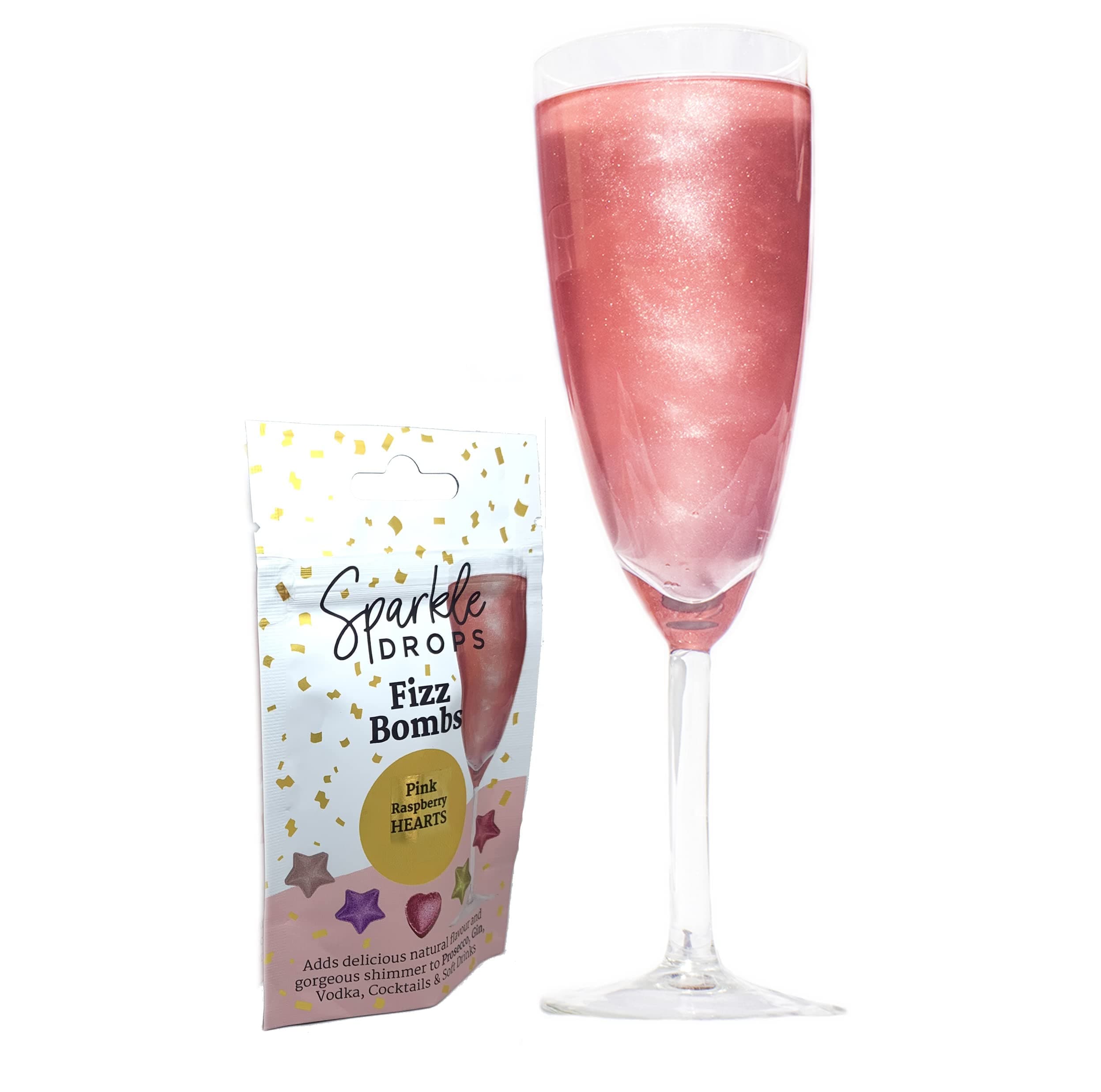 – Shimmer Raspberry Star Fizz Bombs For Drinks, Gin, Cocktails, Sparkling Wine And Prosecco 20g
