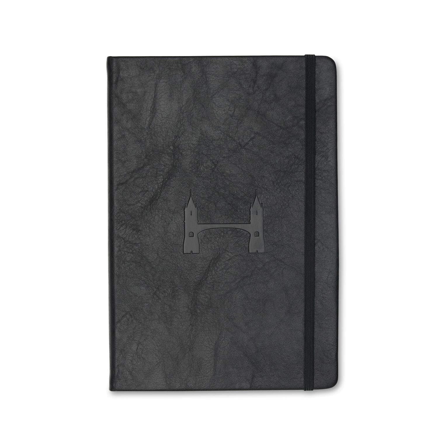 New Hardback Notebook Planner A5, 90GSM, 230 Pages (115 Sheets), Lined Paper, Elastic Closure, Bookmark, Details Page, Tower Bridge (1, Black)