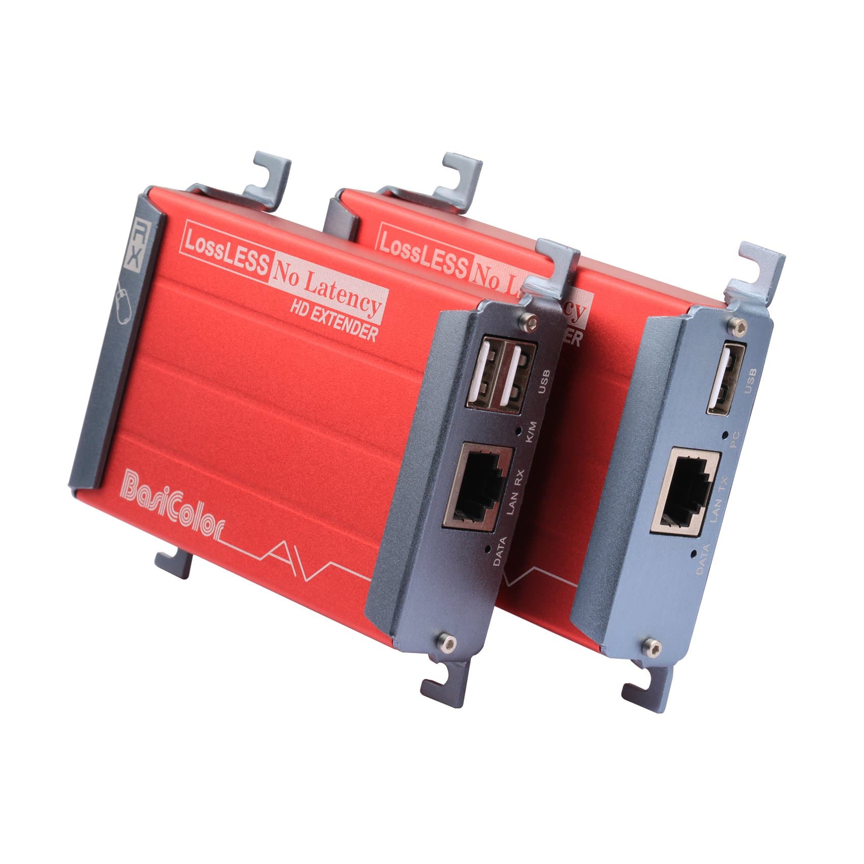 Basicolor HDMI USB Extender 2 USB2.0 Ports KVM Extender Over Cat6/Cat6e Up to 262Ft(80m), HD 1080P Video Transmit Lossless and Near Zero Latency, POC HDMI KVM Extender Plug&Play HDMI to RJ45