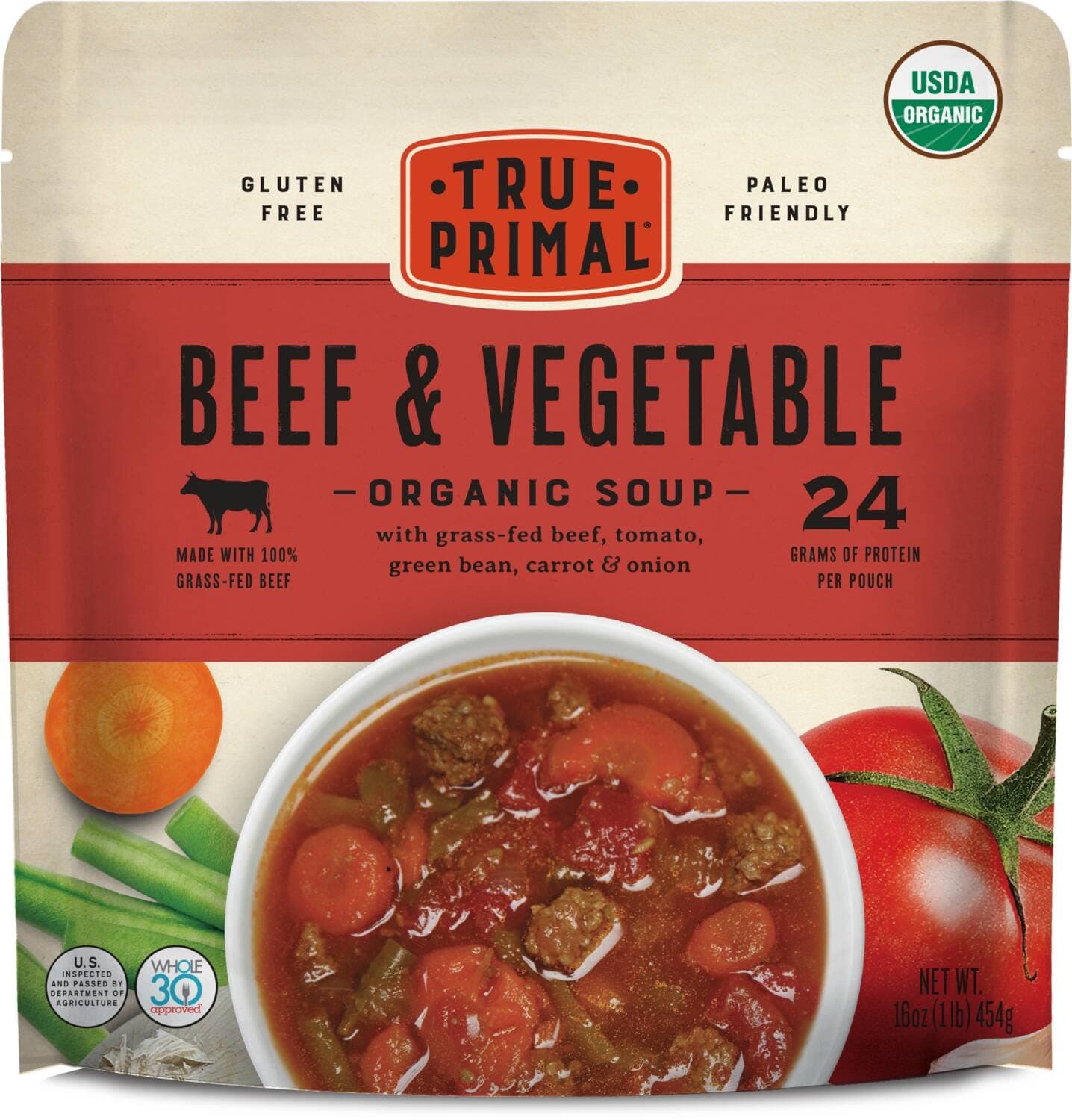 True Primal Beef & Vegetable Organic Soup 8-pack, Ready to eat, Gluten free, Paleo, Grass-fed beef, Whole30, Keto