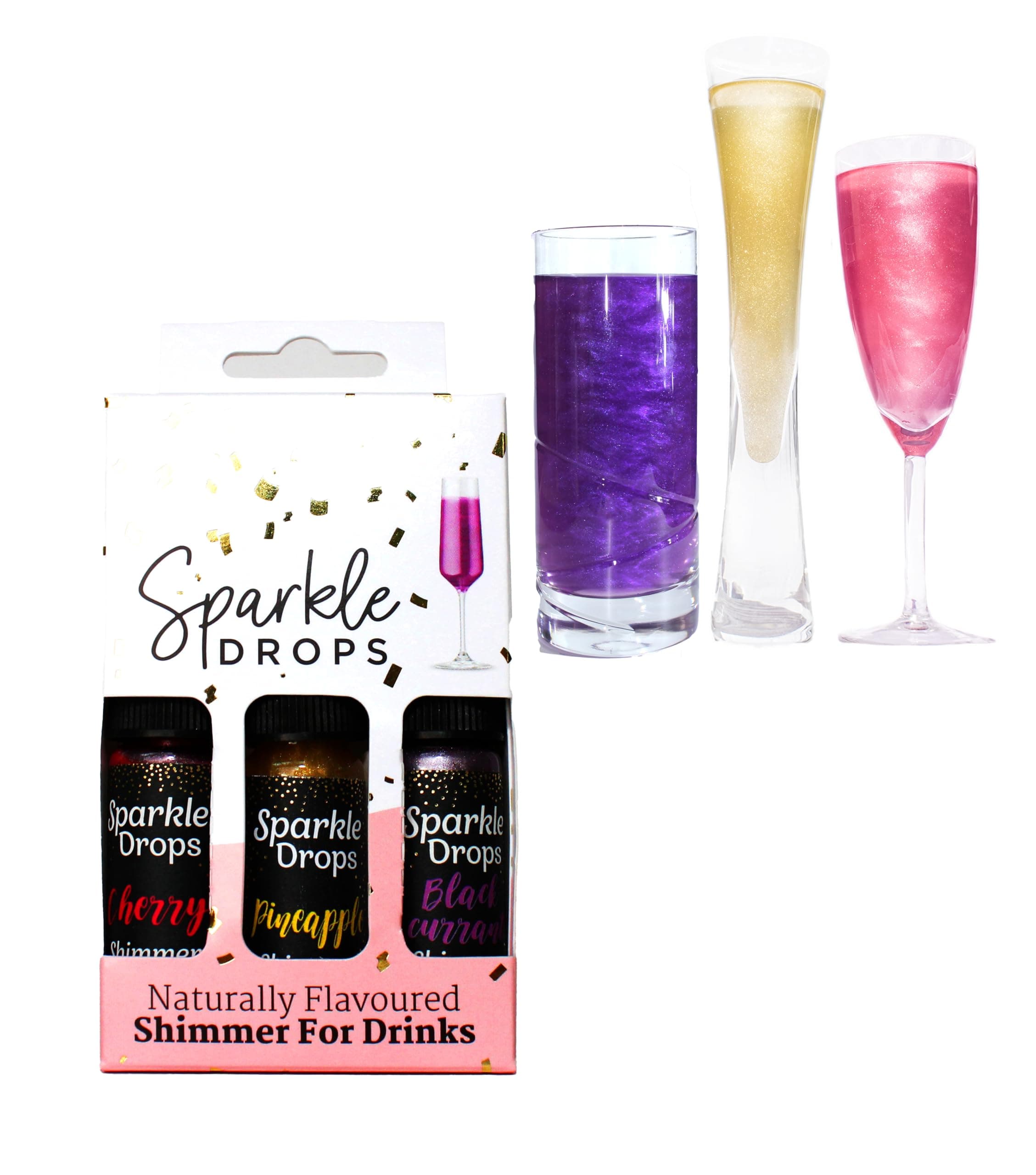 Sparkle Drops Classic Shimmer Gift Set for adding Sparkle and Shimmer to Drinks, Prosecco, Gin, Vodka & Cocktails (30ml, 24 servings)