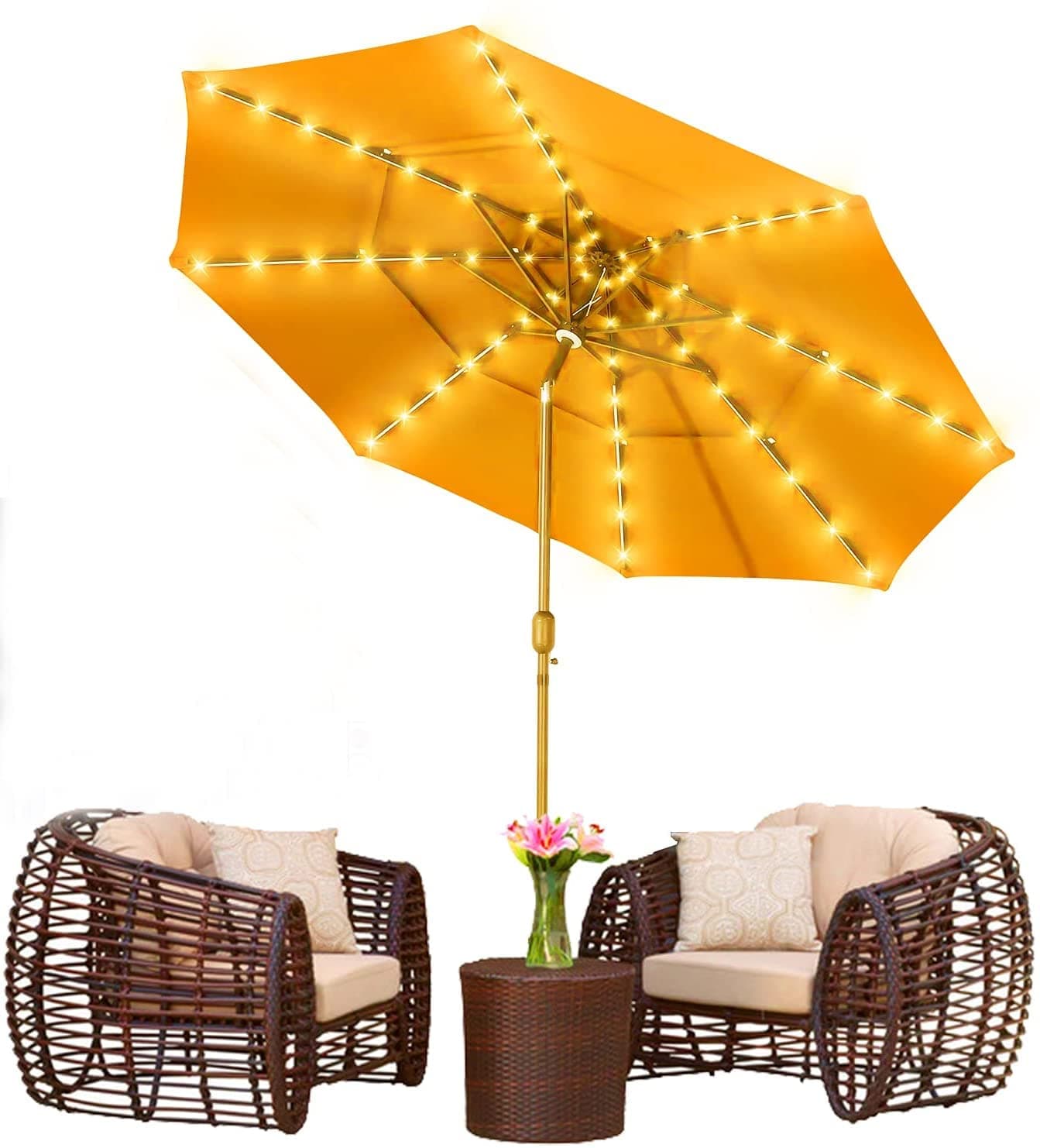 Patio Umbrella Lights Cordless Parasol String Lights with Remote Control 8 Mode LED Umbrella Pole Light Battery Operated Waterproof for 7ft-10ft Umbrella Outdoor Garden Decoration
