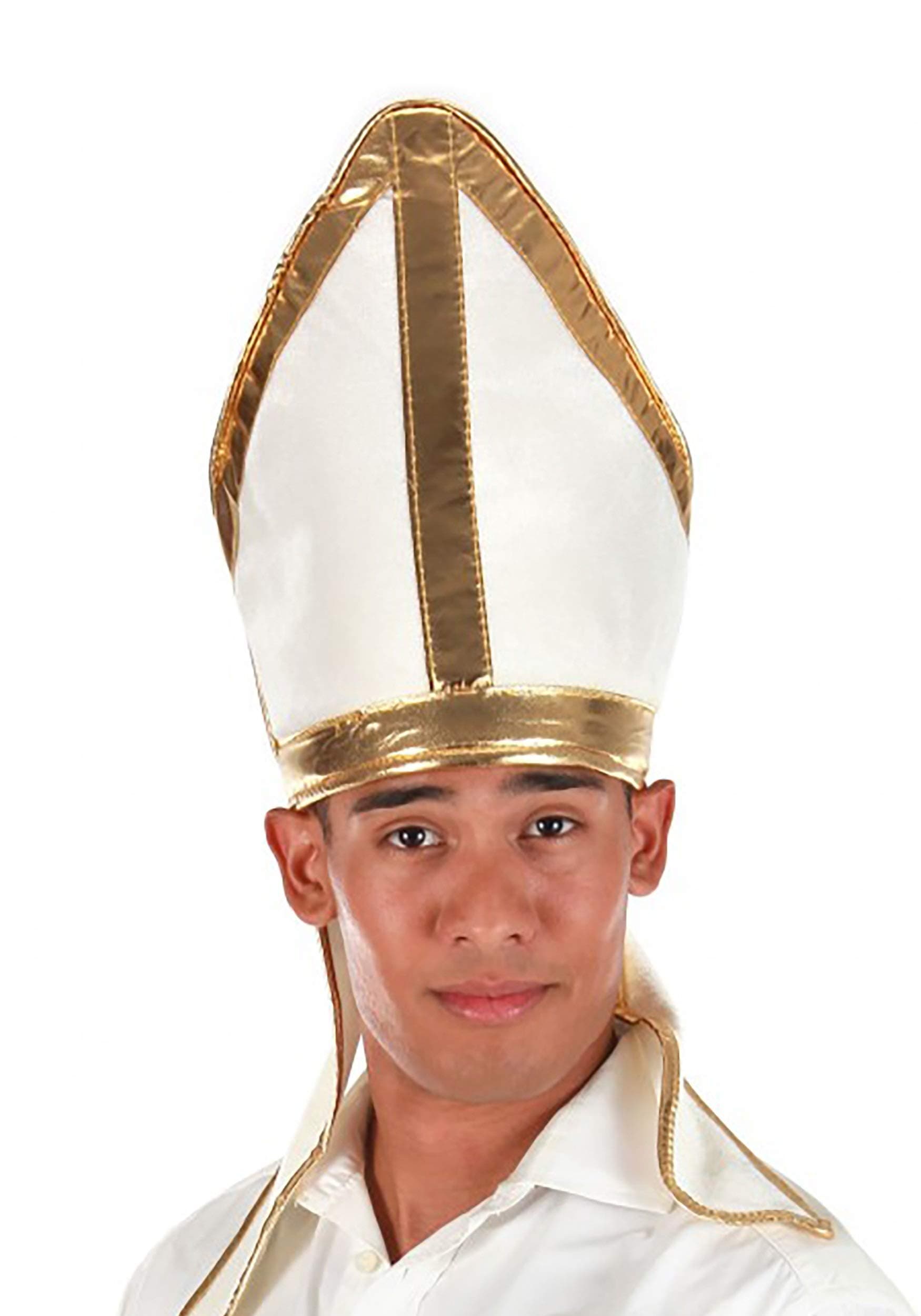 Holy Pope Hat, White/Gold, One Size