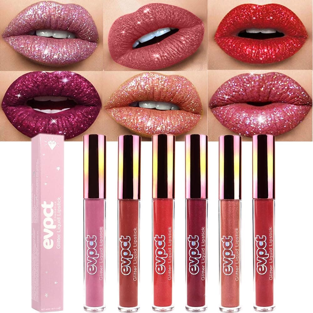 6Pcs/Set Matte to Glitter Liquid Lipstick Set