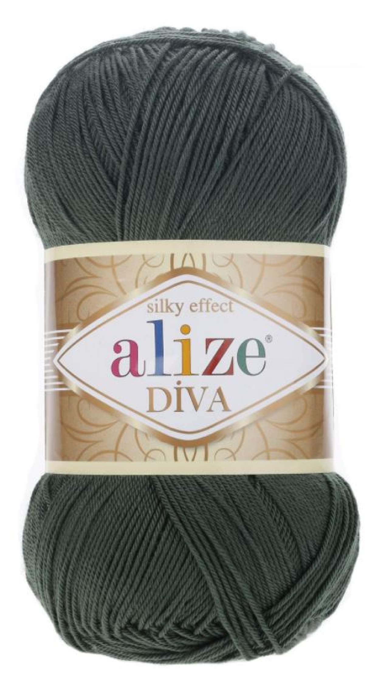 Alize Diva Silk Effect 100% Microfiber Acrylic Yarn 1 Ball skeins 100gr 383yds Color (131 - Khaki)